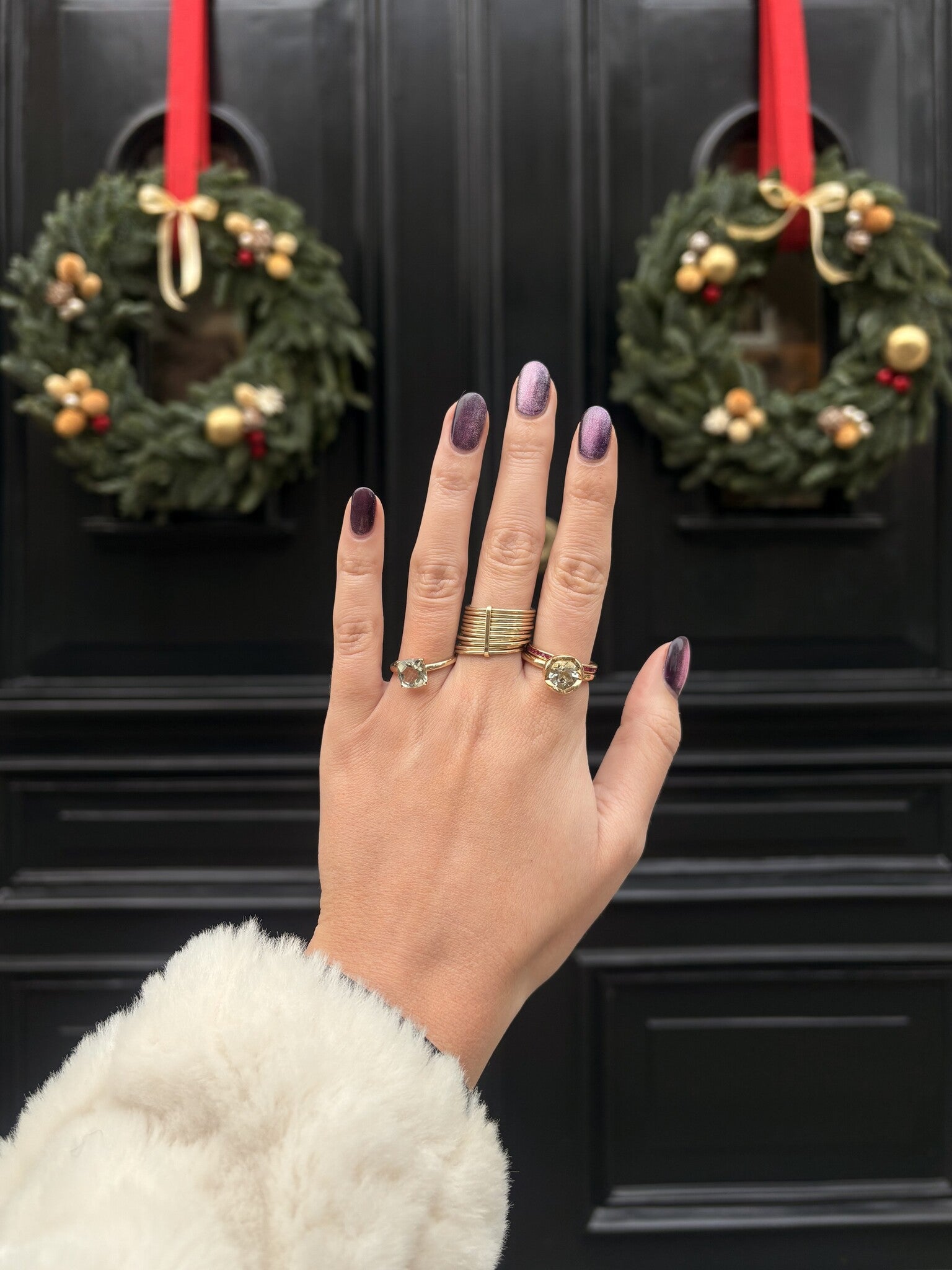 Golden Bron ring with prasiolite 18 karat