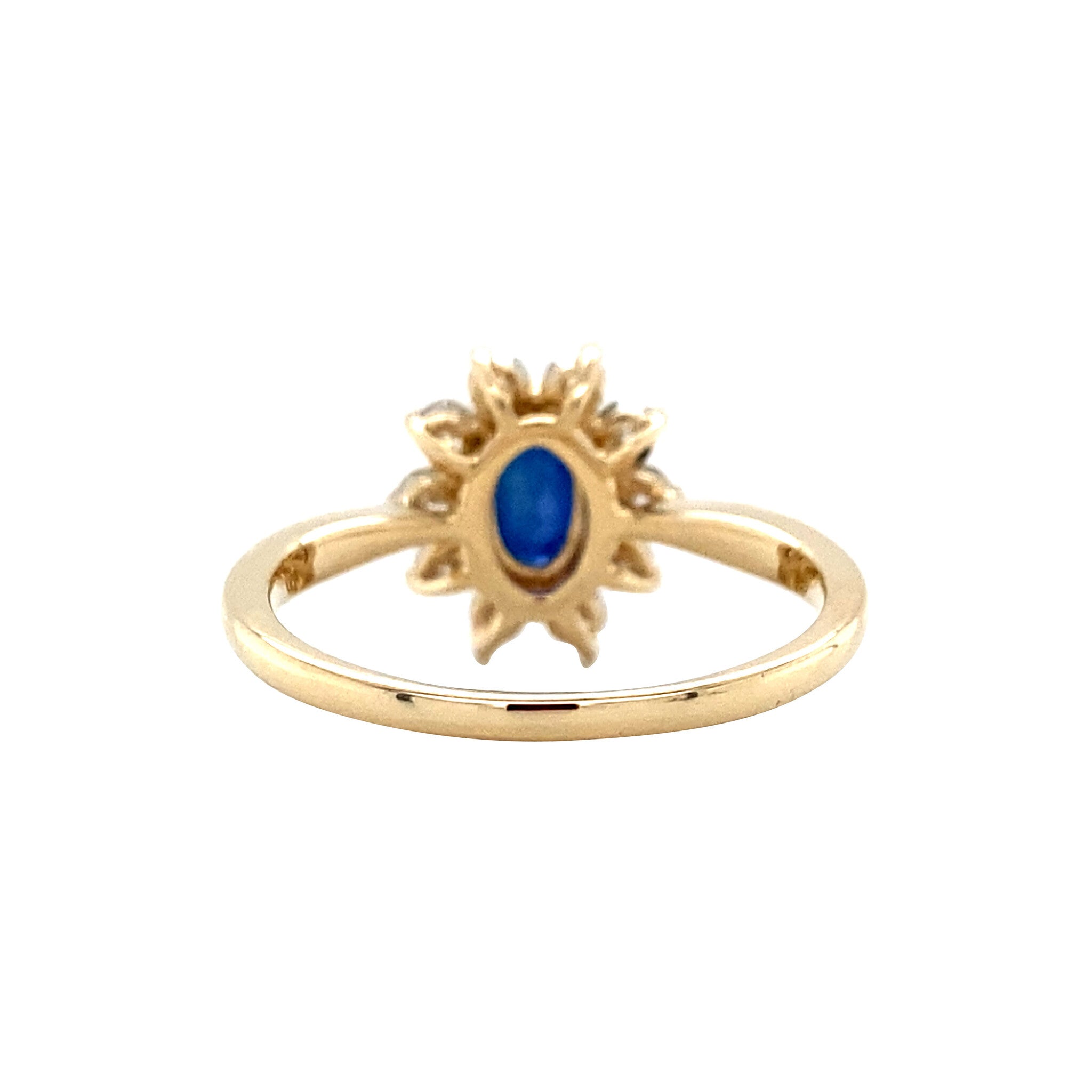 Gold entourage ring with diamond and sapphire 14 karat* New
