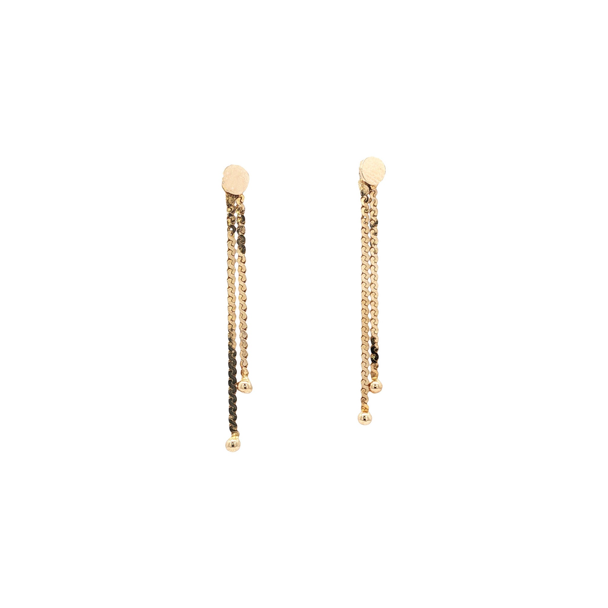 Gold stud earrings with pendant 14 karat