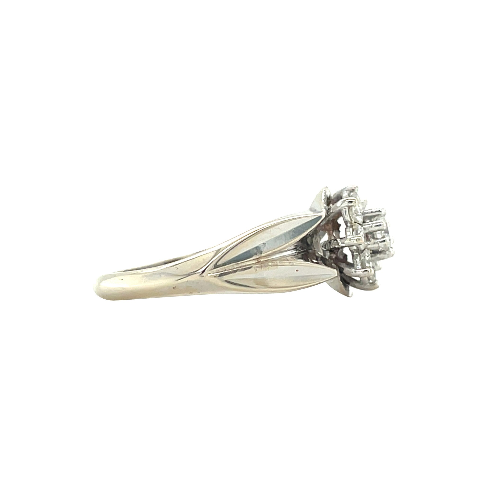 White gold entourage ring with diamond 18 karat