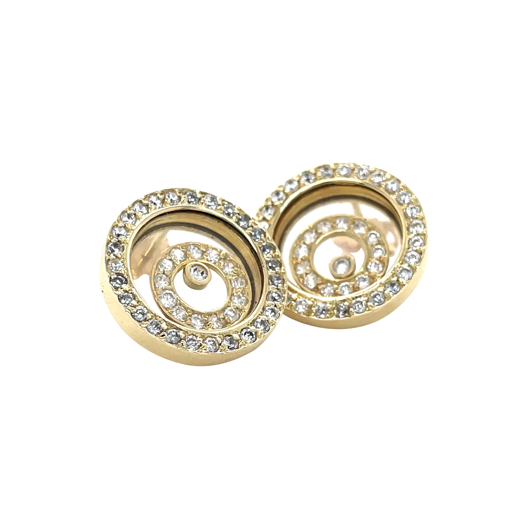 Gold stud earrings with zirconia 14 karat