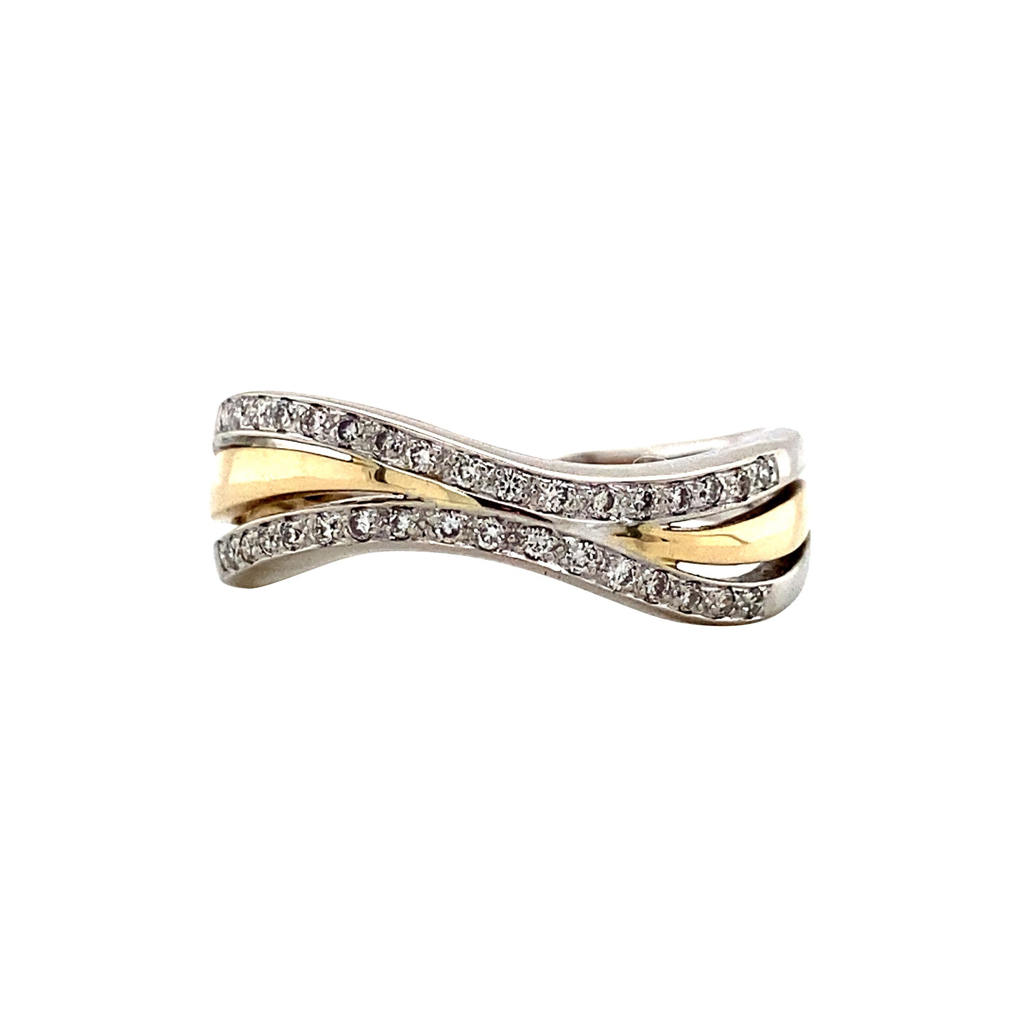 Bicolour gold ring with diamond 14 kt