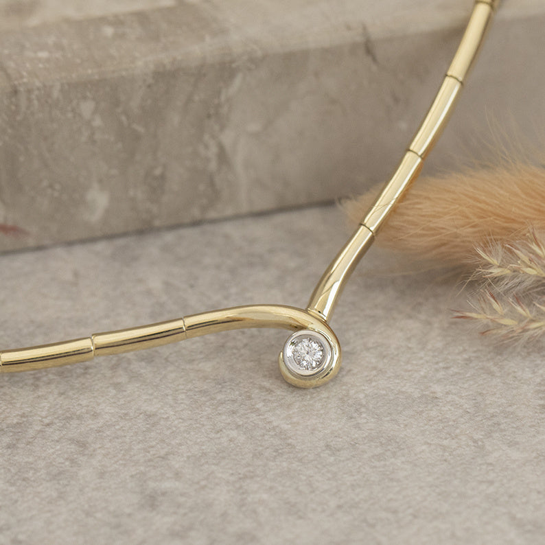 Golden choker with diamond 45 cm 14 karat