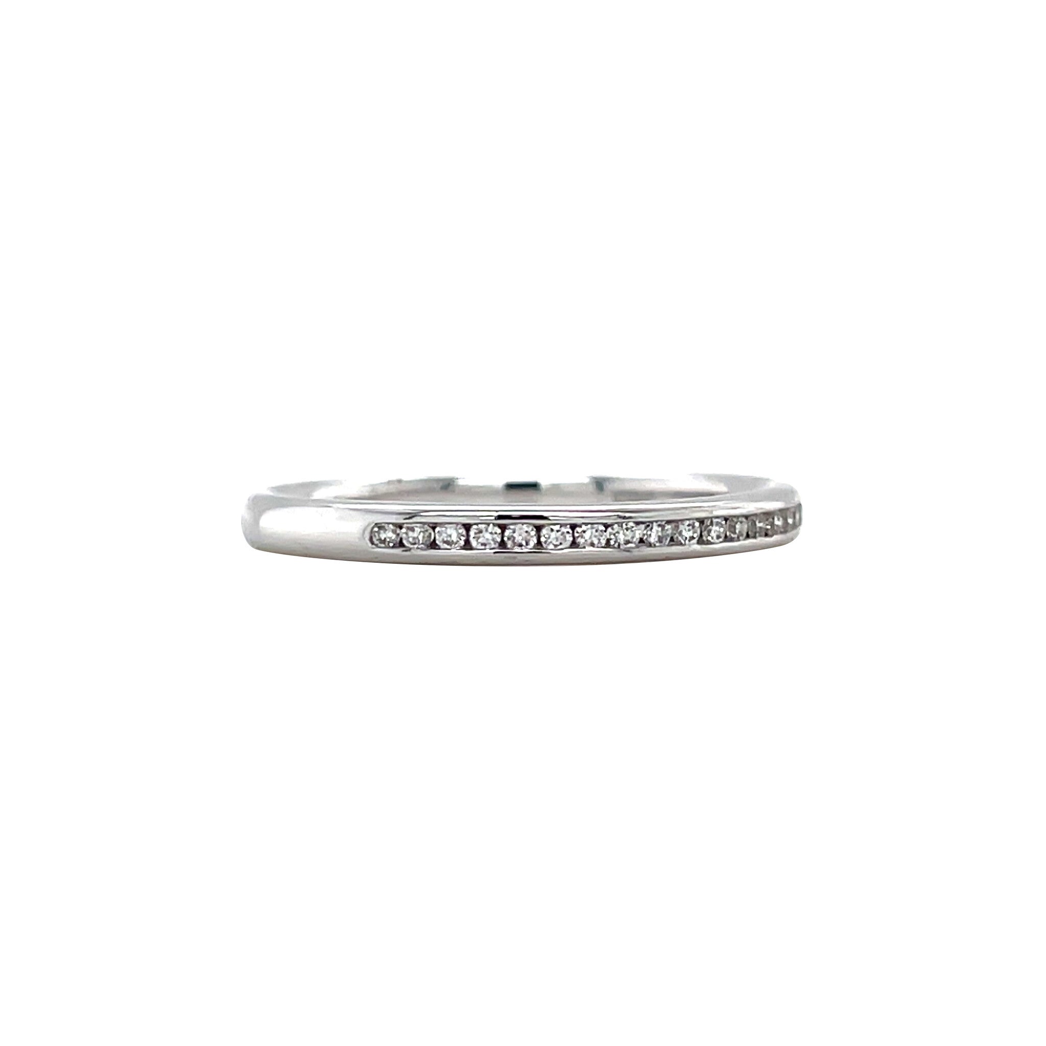 White gold rail ring with diamond 14 kt