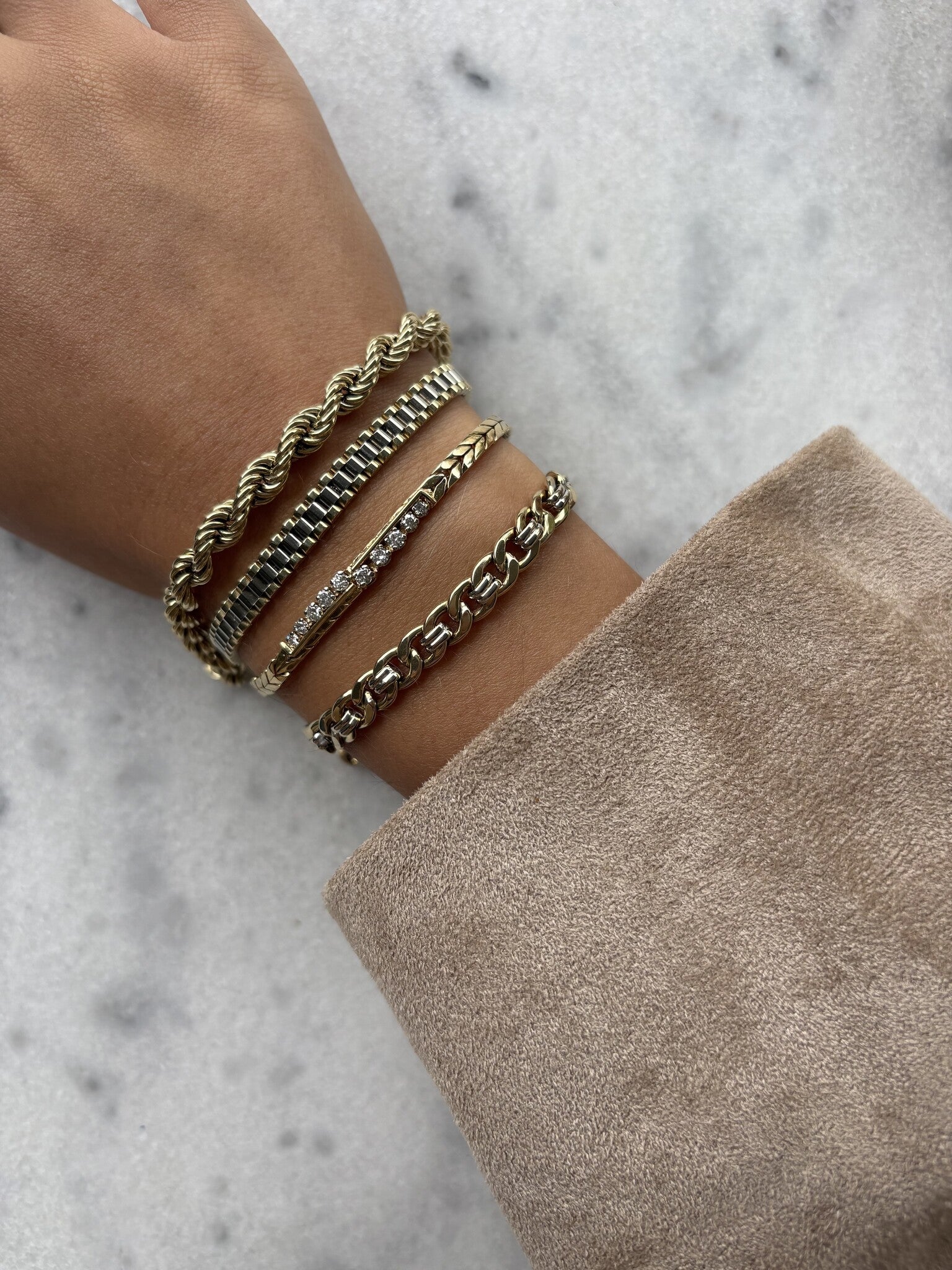 Gold gourmet bracelet 21.5 cm 14 karat/925