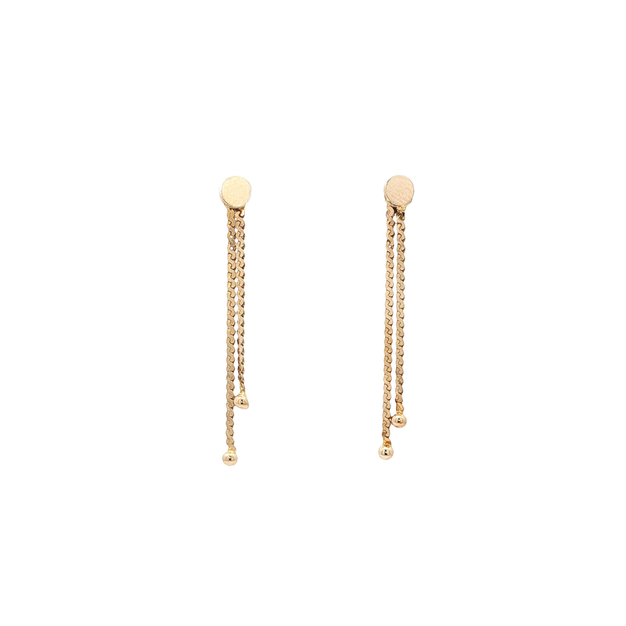 Gold stud earrings with pendant 14 karat