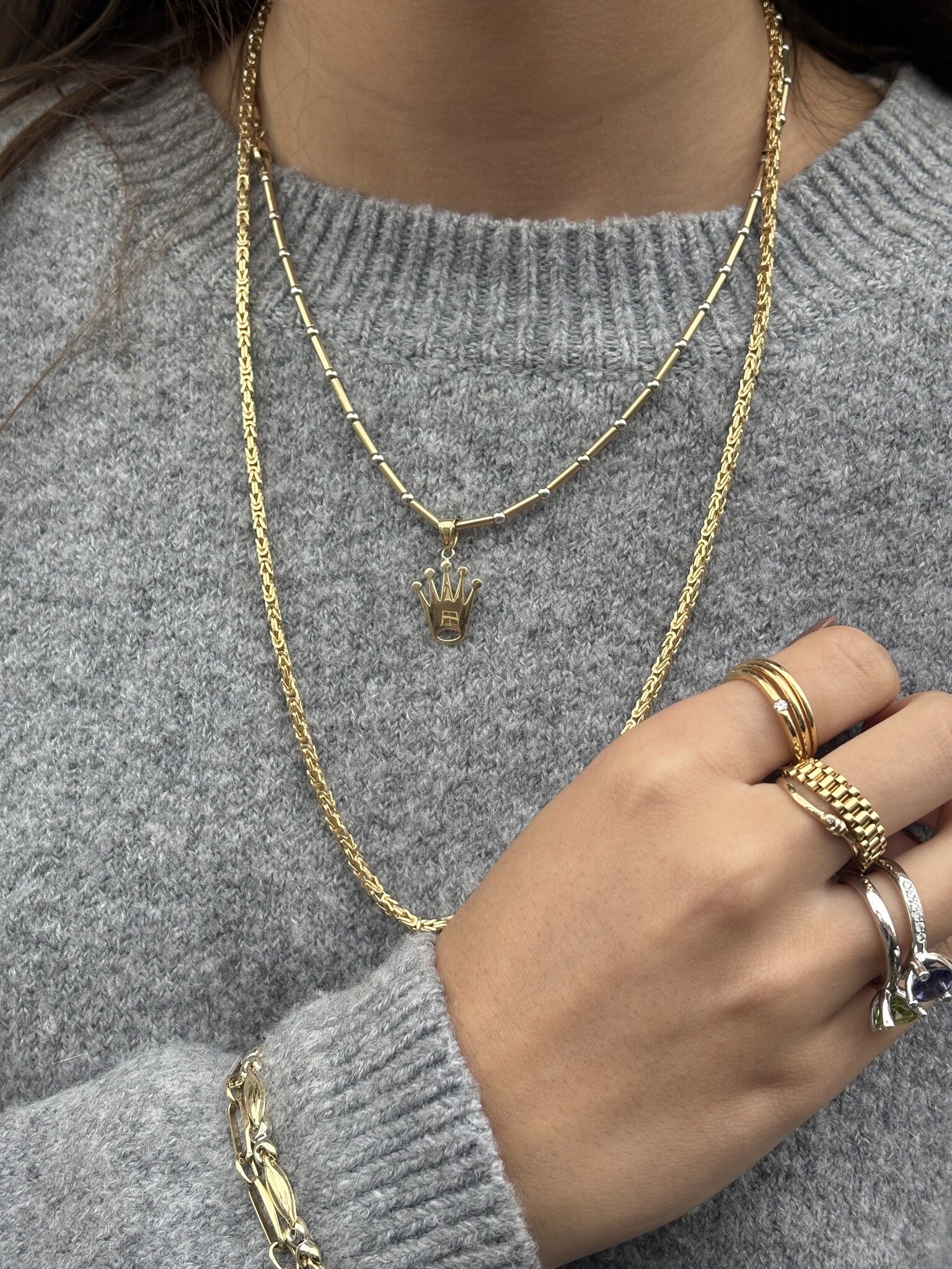 Gold king's necklace 61.5 cm 14 karat