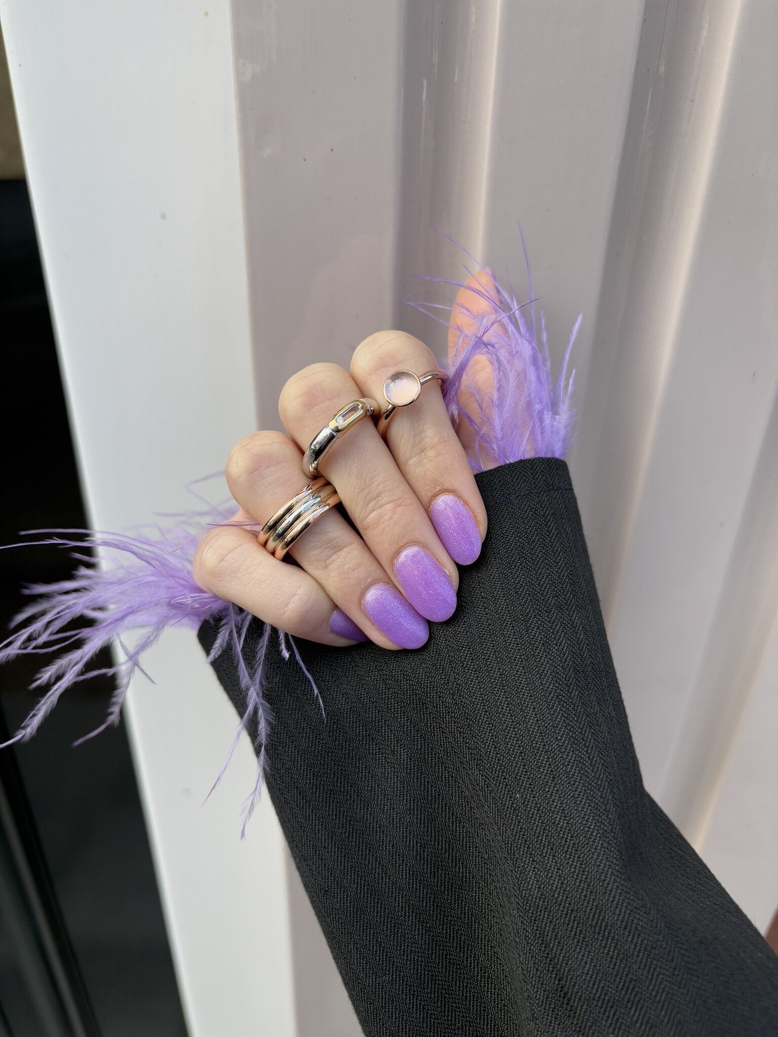 Bicolour gold ring rose/white 14 karat