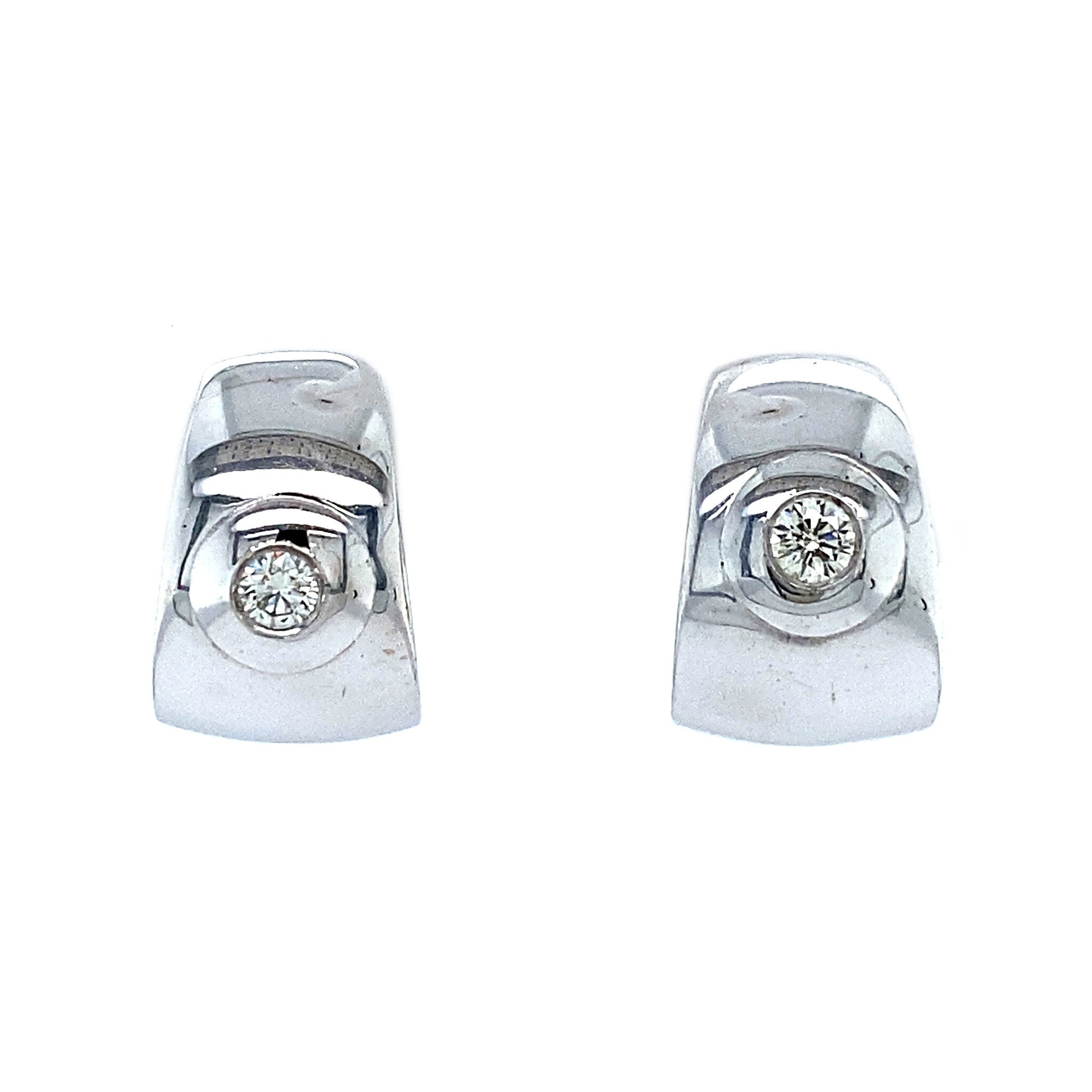 White gold stud earrings with diamond 18 kt
