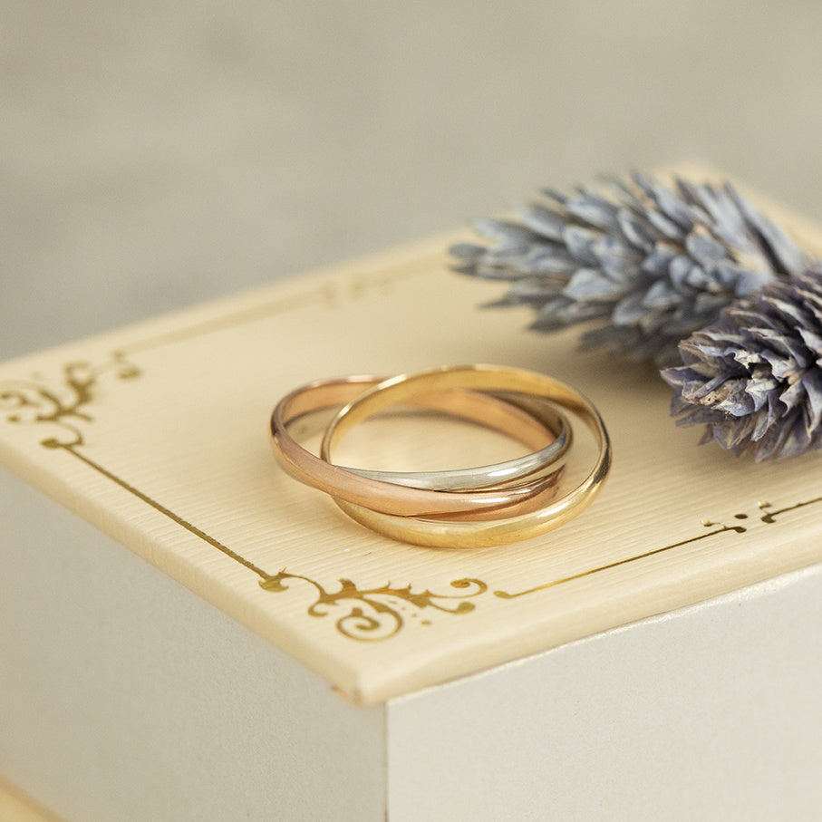 Tricolour gouden trinity ring 14 karaat