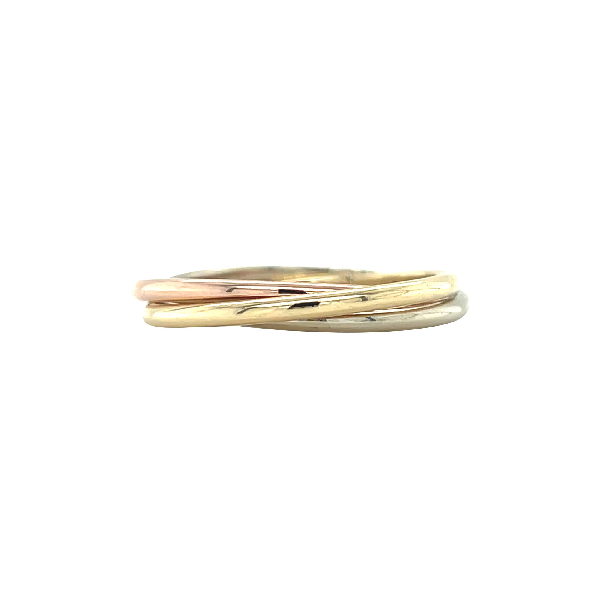 Tricolour gold trinity ring 14 karat