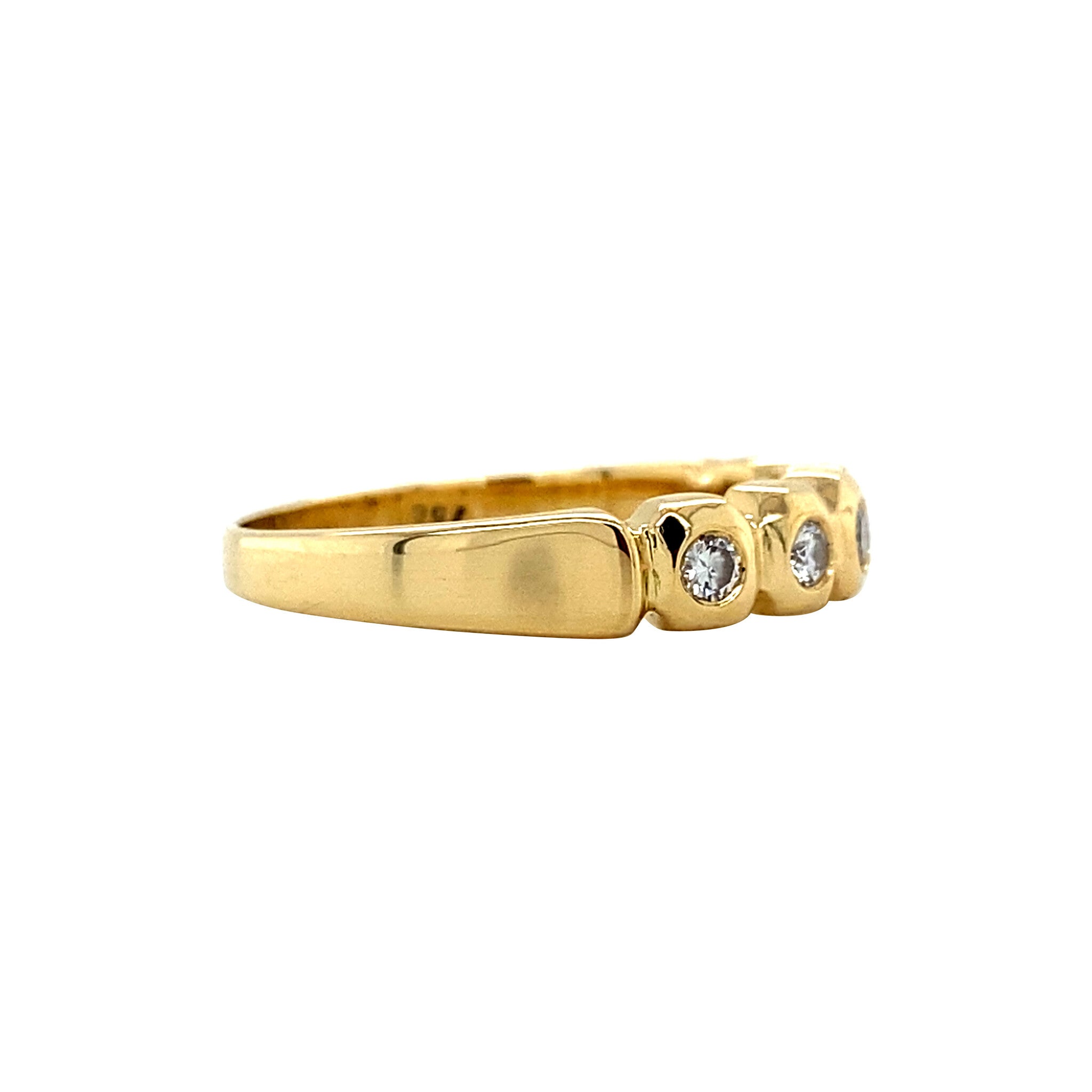 Gold row ring with diamond 18 karat