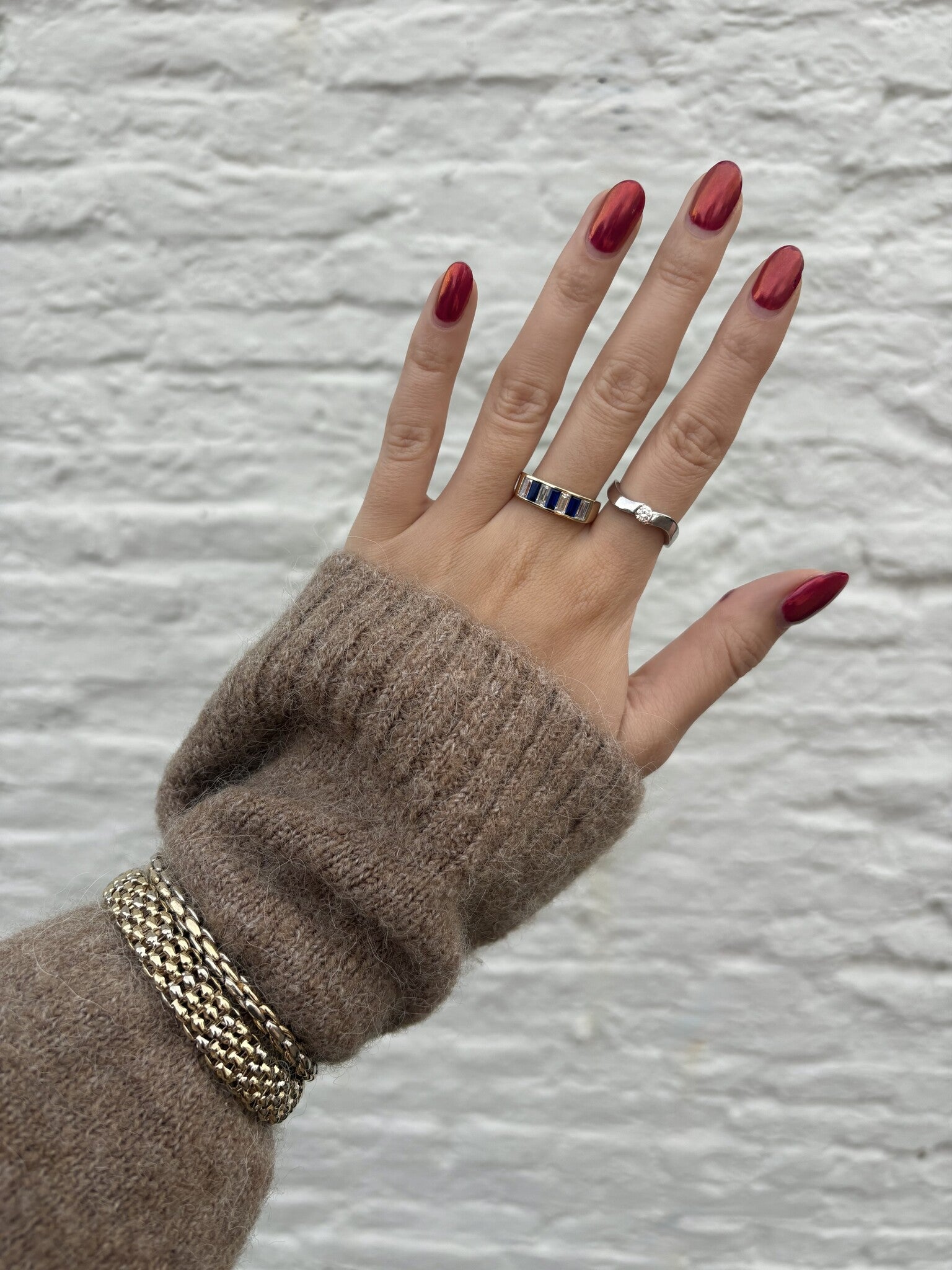 Golden bracelet bicolour 19 cm 14 karat