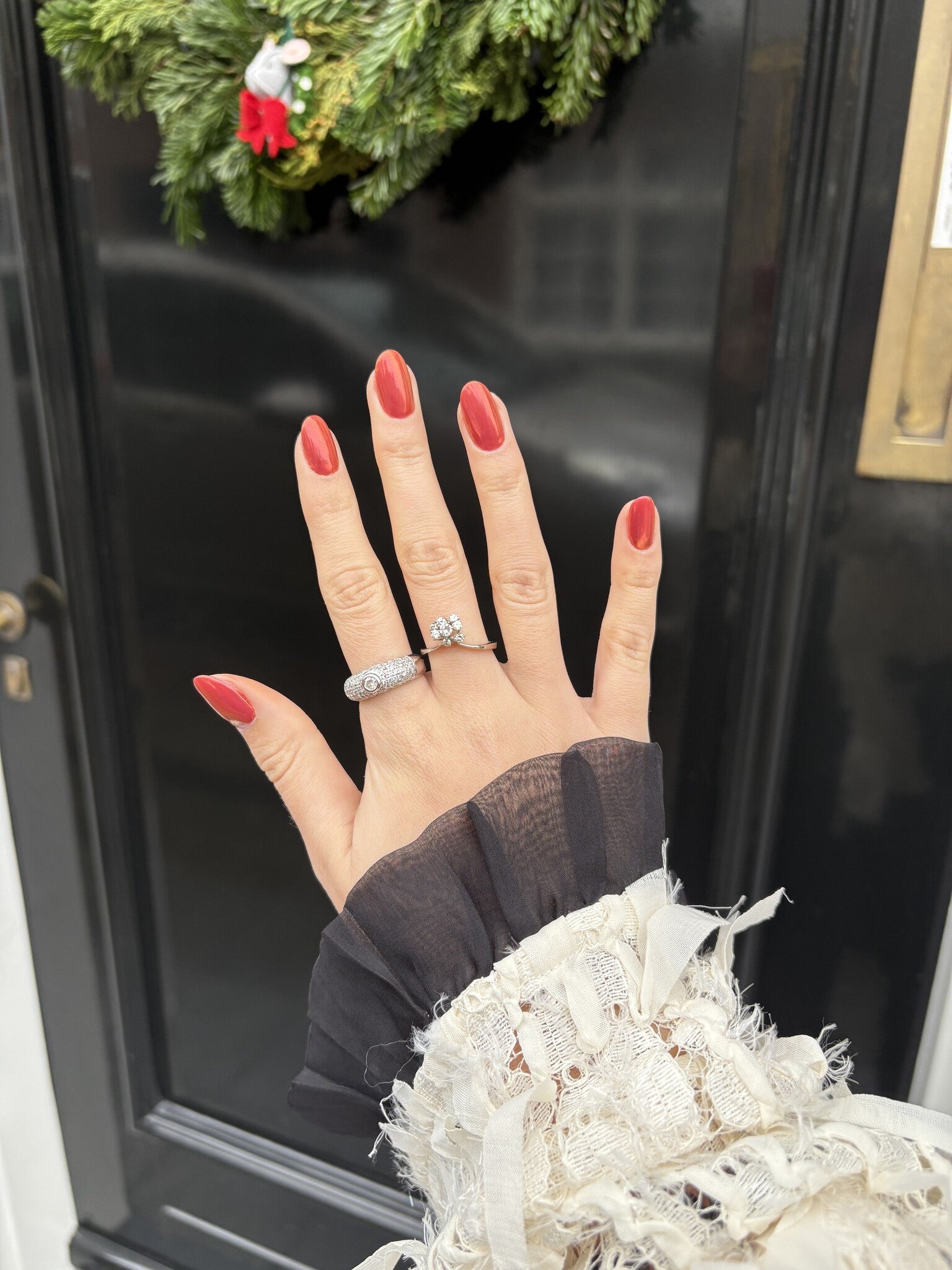 White gold ring with diamond 14 karat