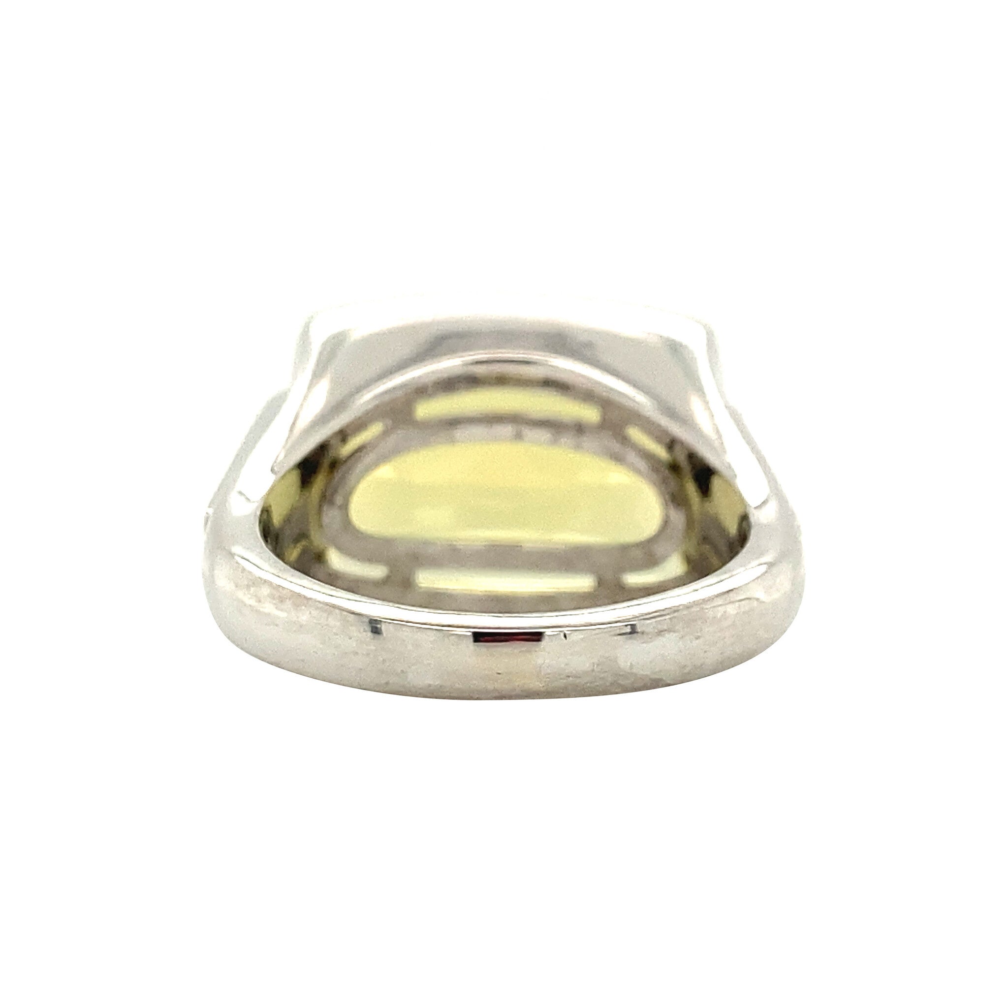 Witgouden Bvlgari statement ring met Yellow citrine lemon quarts 18 krt