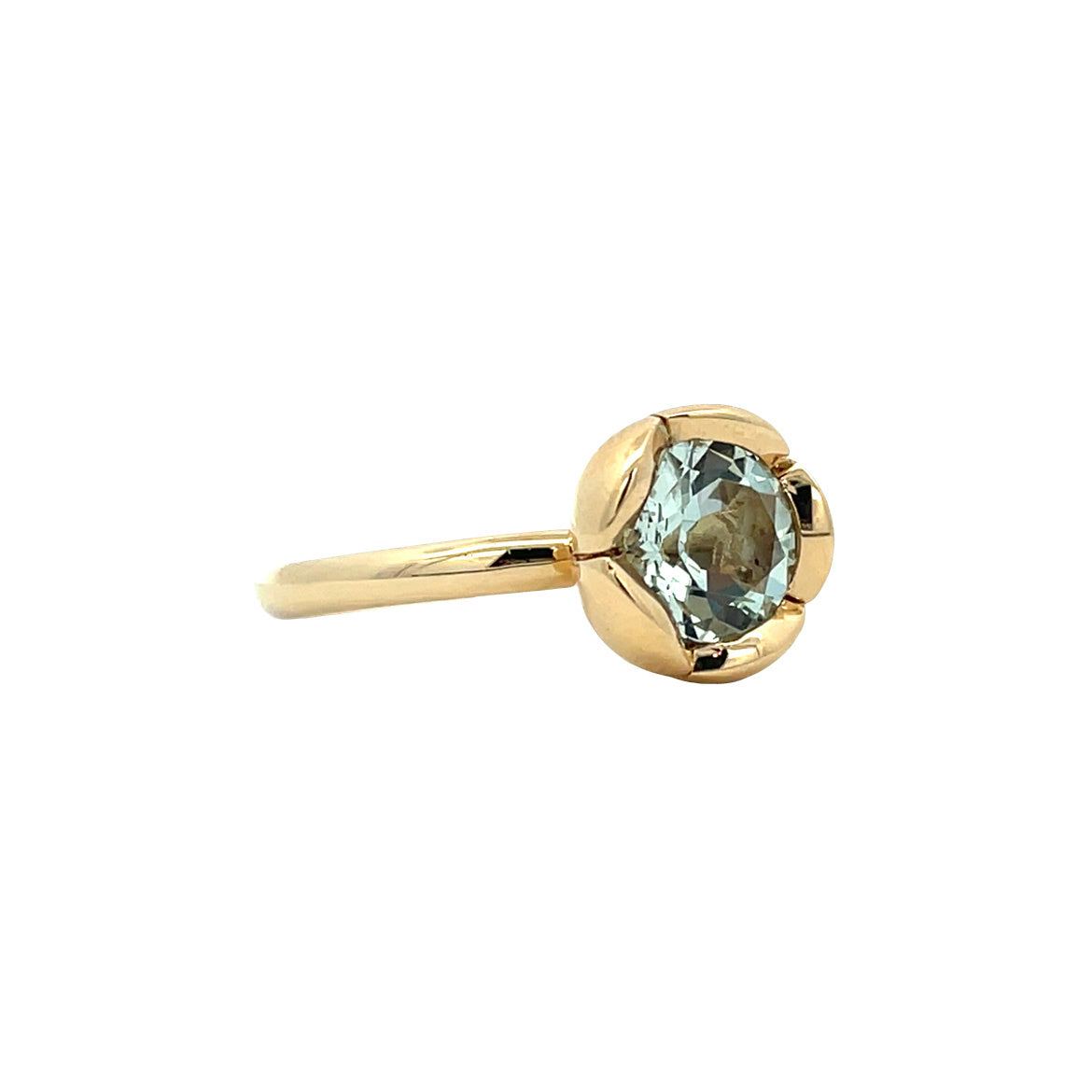 Golden Bron ring with prasiolite 18 karat