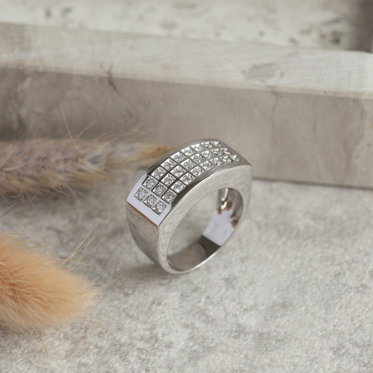White gold Bigli ring with diamond 18 kt
