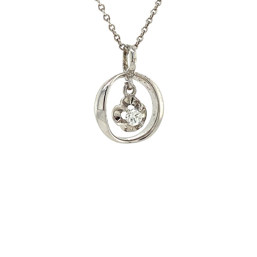 White gold pendant with diamond 14 kt
