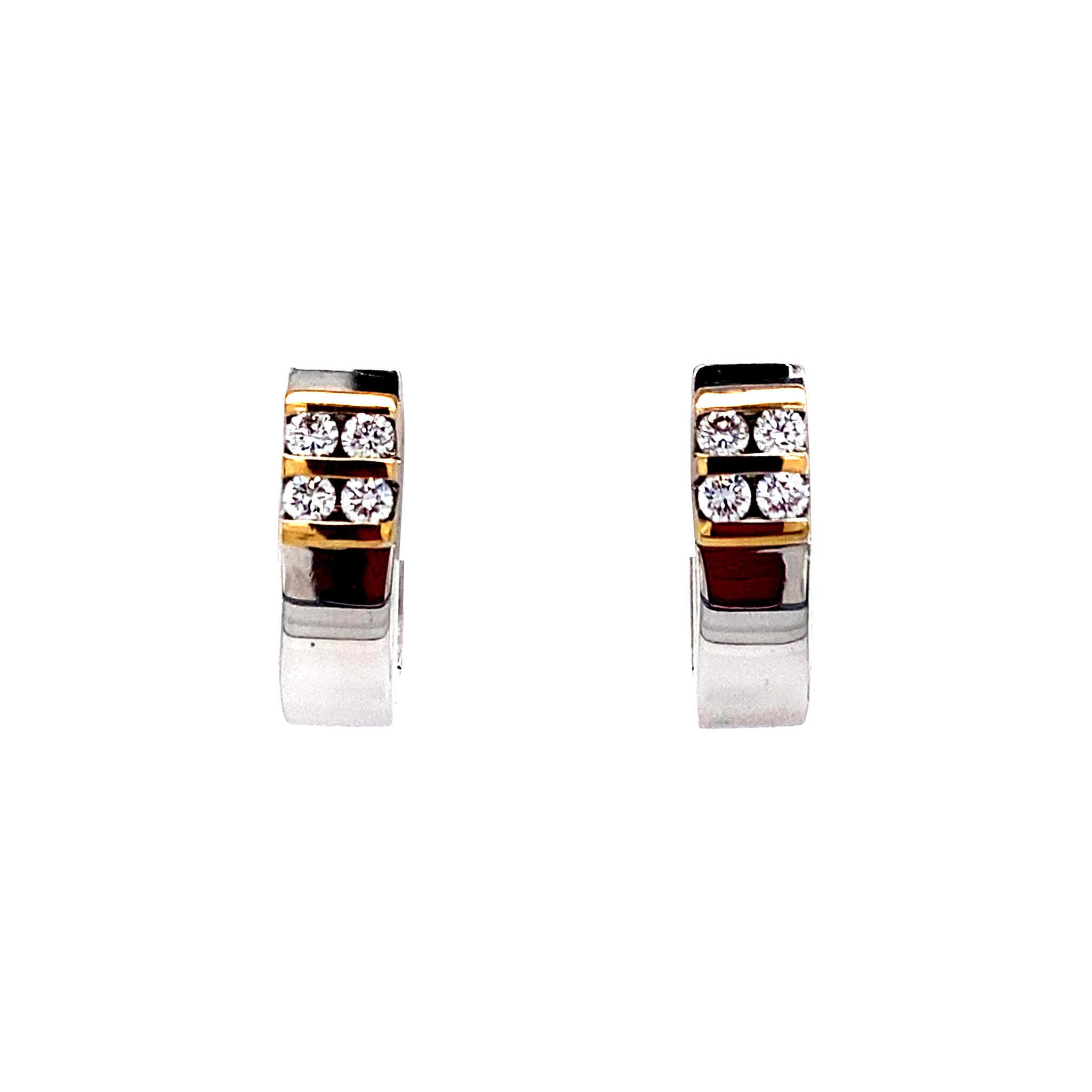 White gold hinged hoop earrings with diamond 18 karat