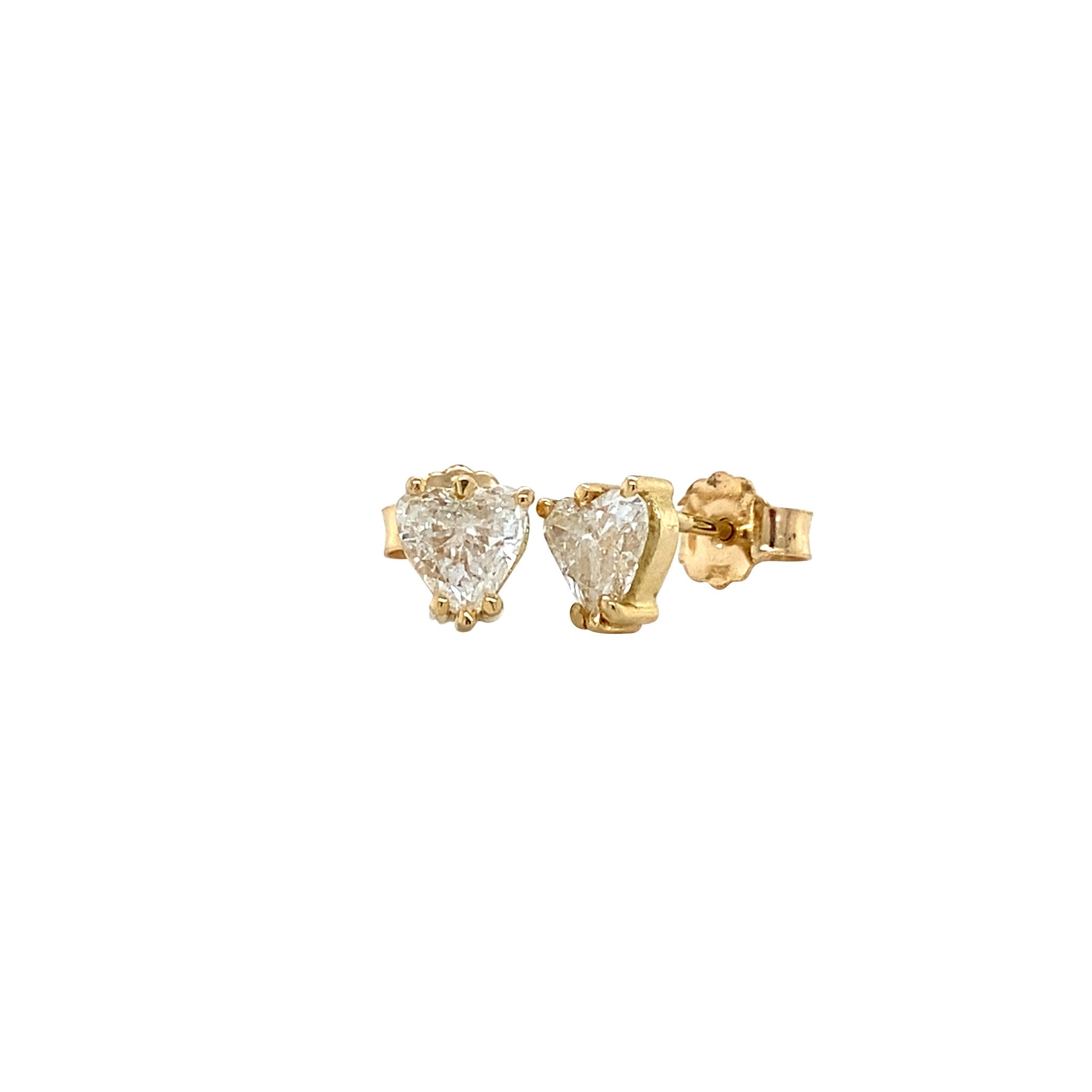 Gold stud earrings with diamond 14 kt