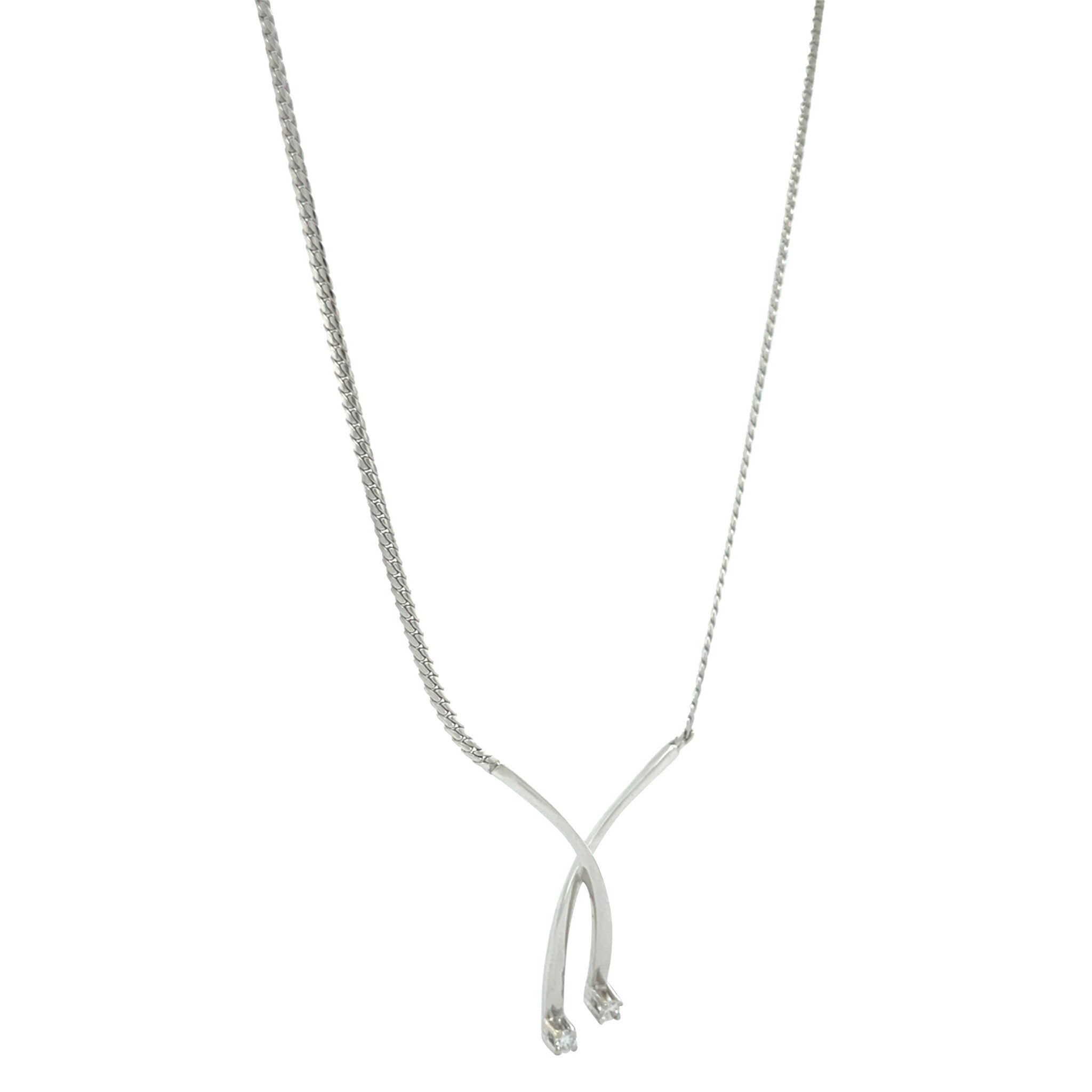 White gold choker with diamond 42.5 cm 14 karat