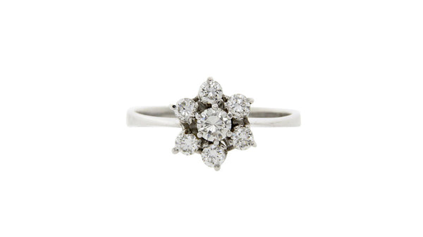 Witgouden entourage ring met diamant 14* nieuw