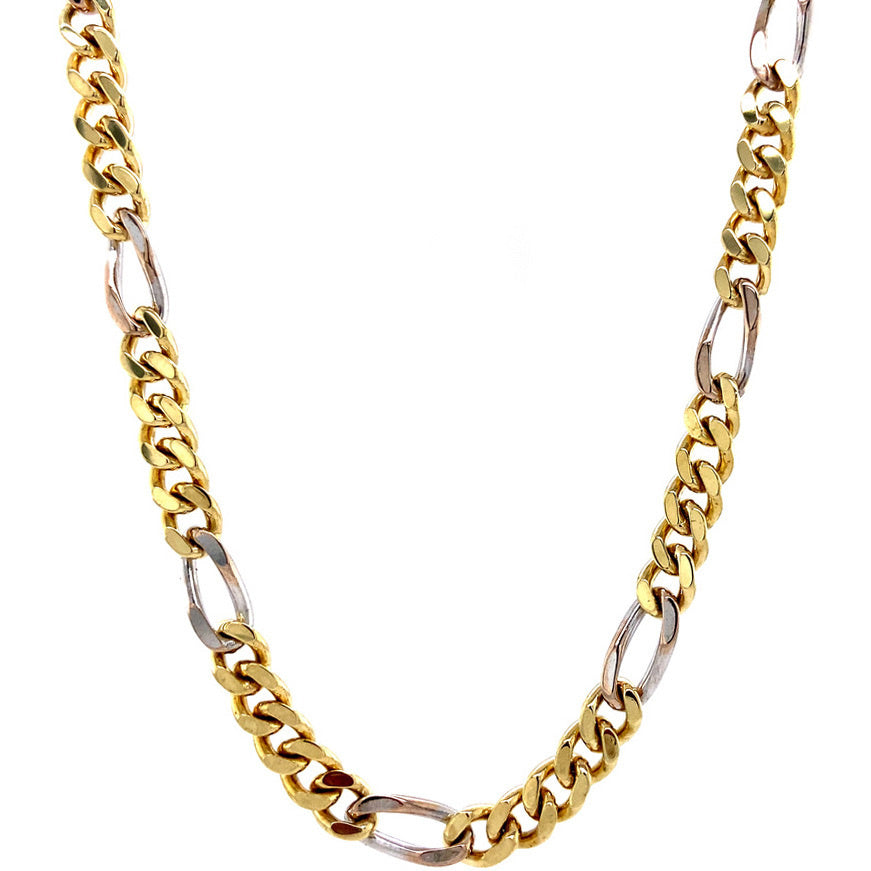 Gold Figaro necklace bicolour 50.5 cm 14 karat