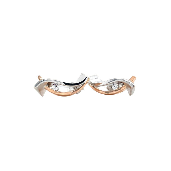 Two-tone 14-karat gold stud earrings with zirconia
