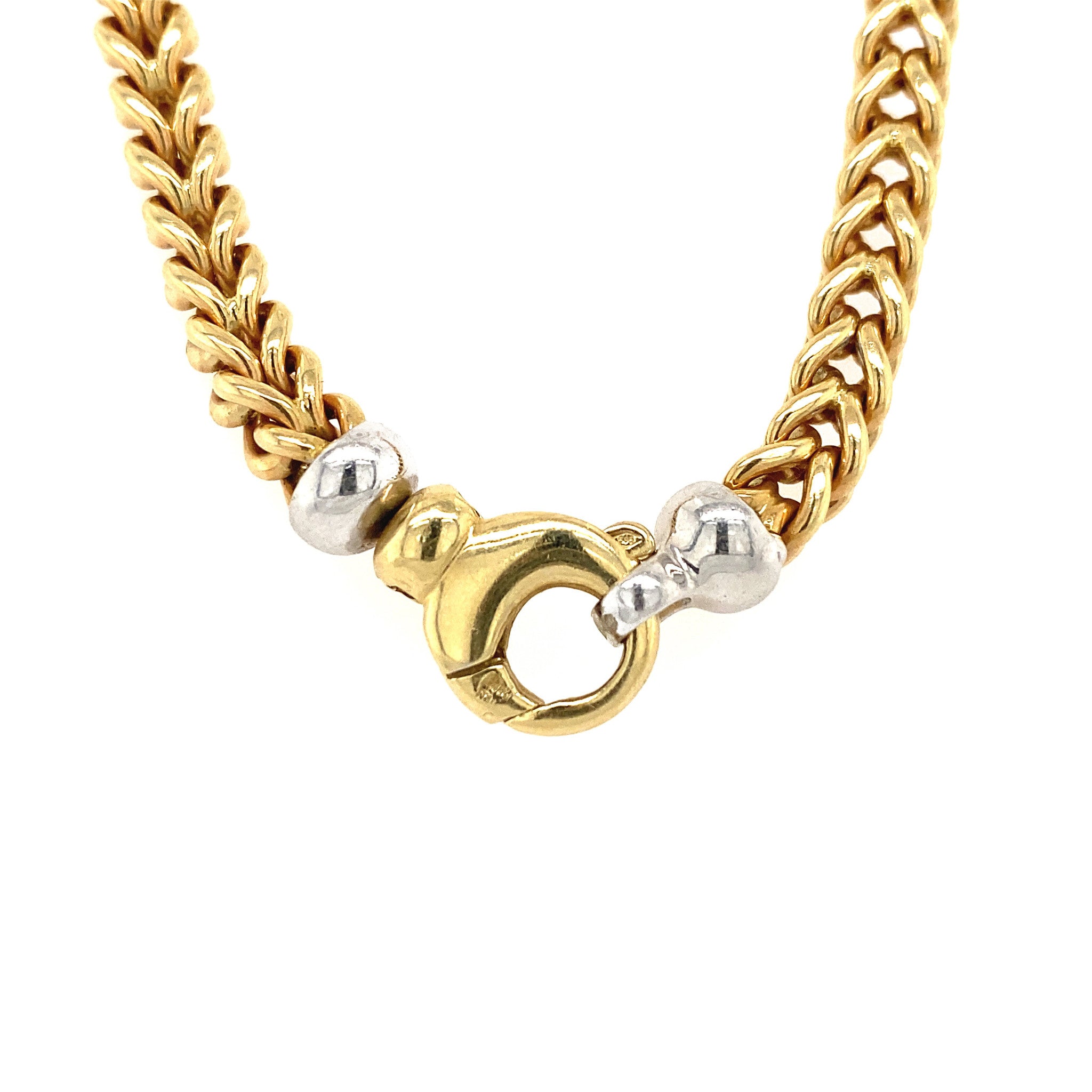 Bicolour golden fantasy necklace 42 cm 14 kt