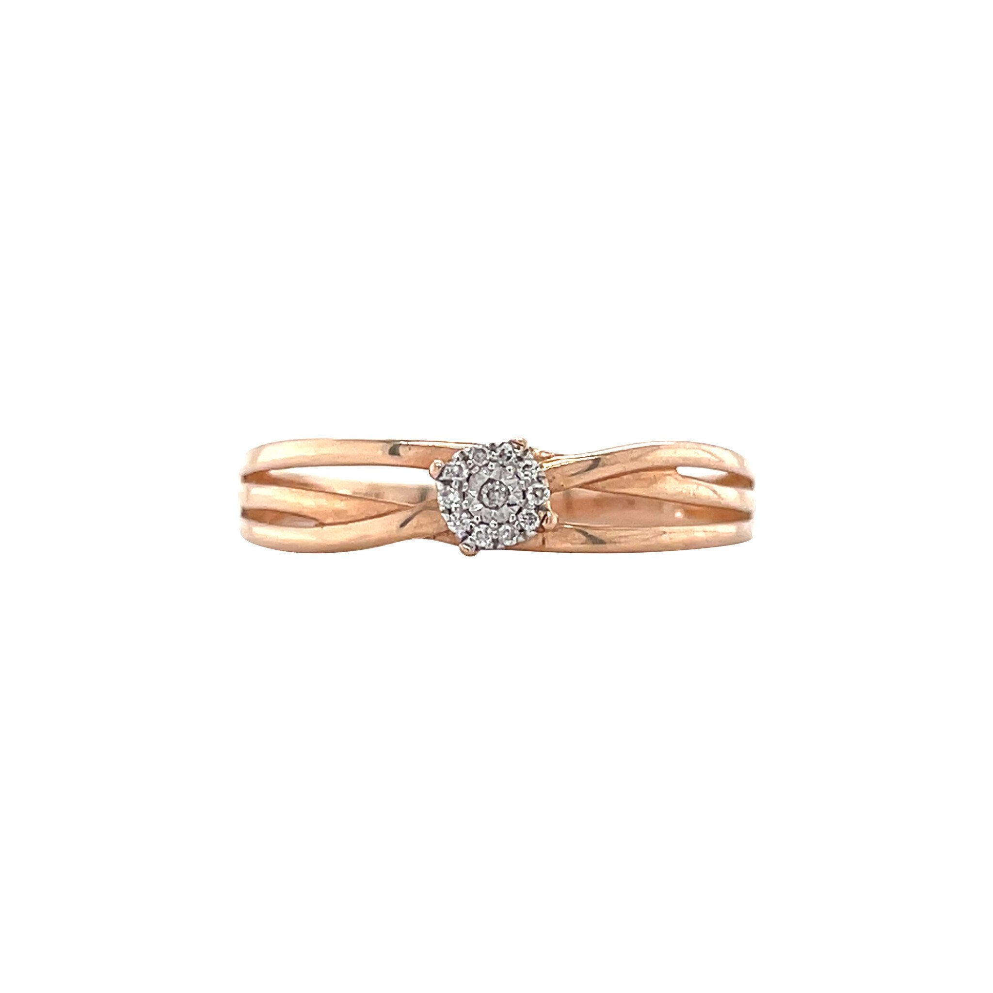 Rose-gold rosette ring with diamond 14 karat* new