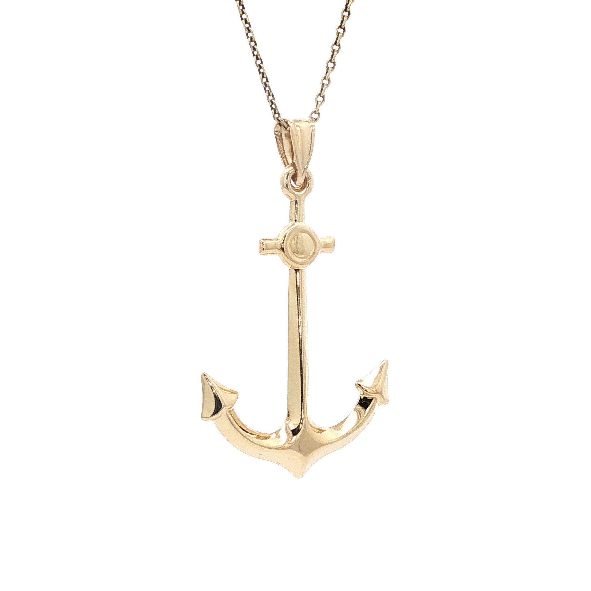 Gold anchor pendant 14 karat