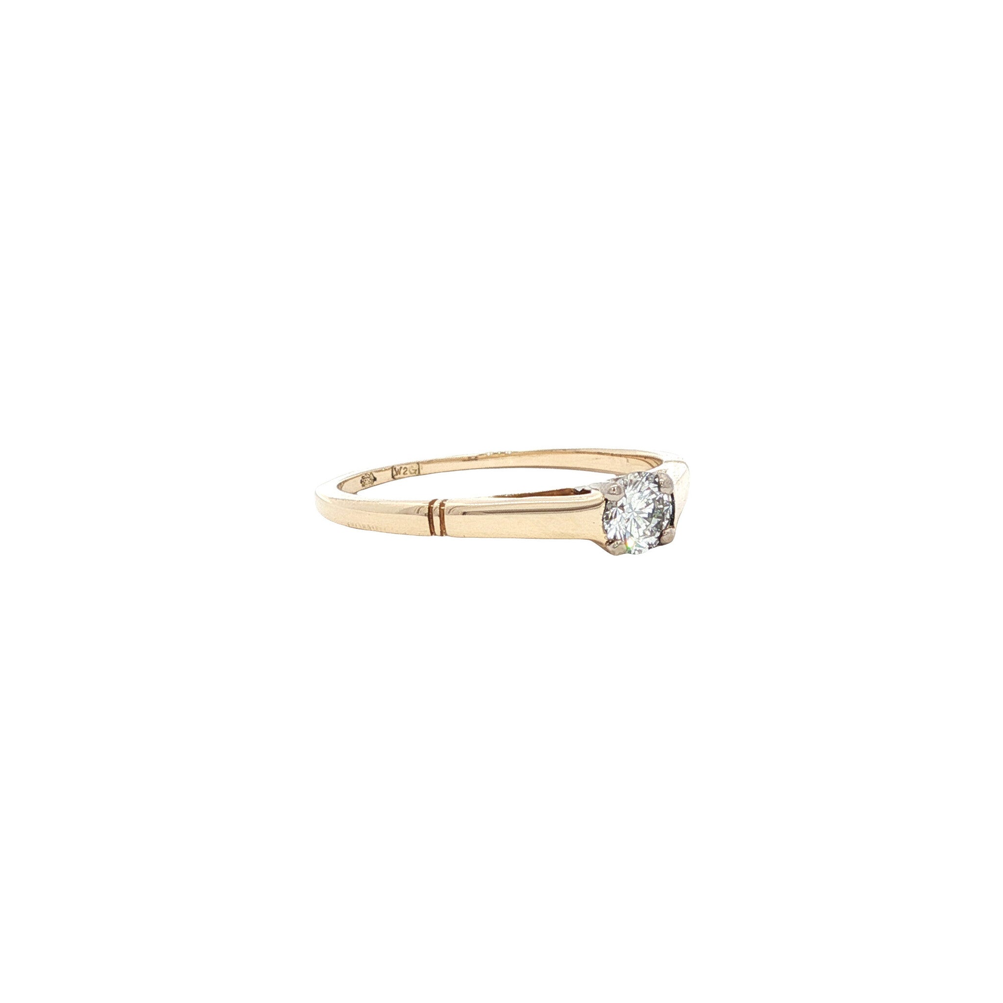 Gold solitaire ring with diamond 14 karat