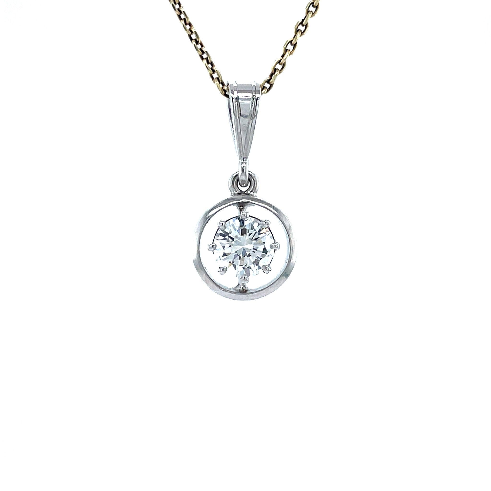 White gold pendant with diamond 0.70ct. 14 karat