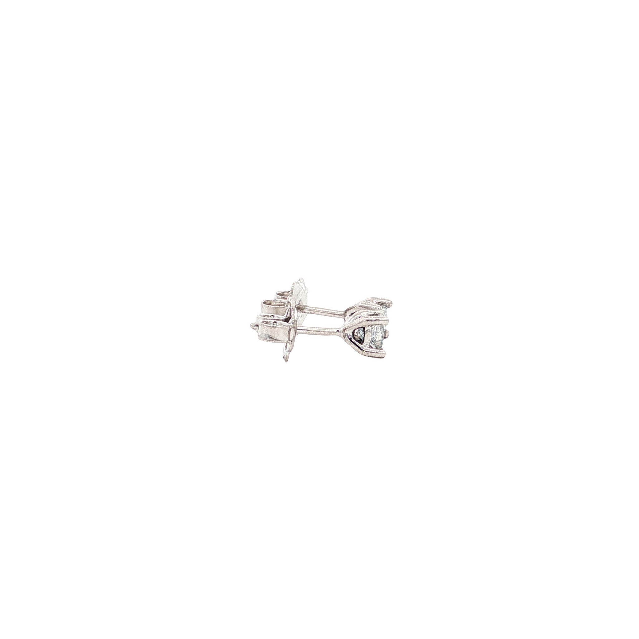 White gold solitaire stud earrings with diamond 14 karat* new
