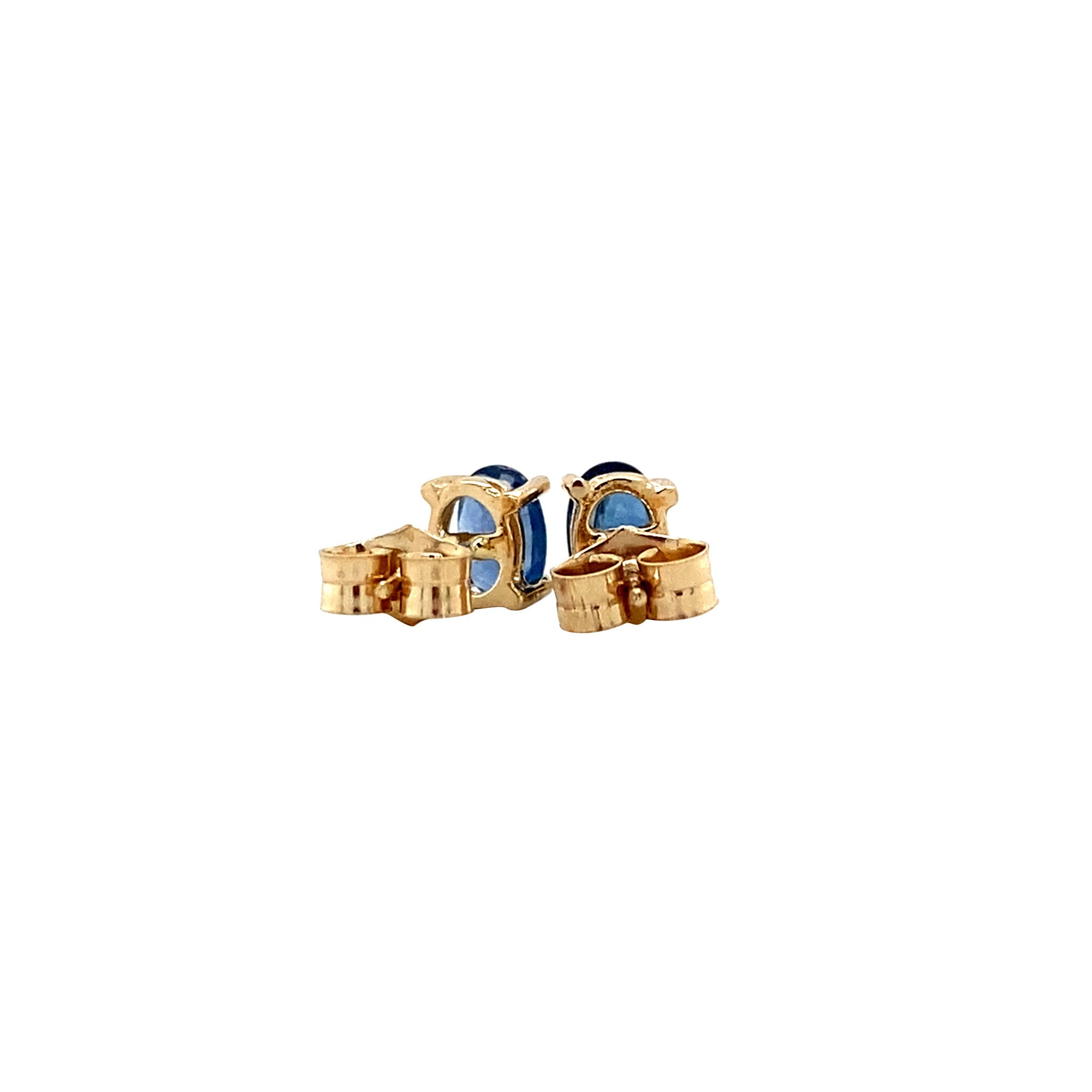 Gold solitaire stud earrings with sapphire 14 karat* new