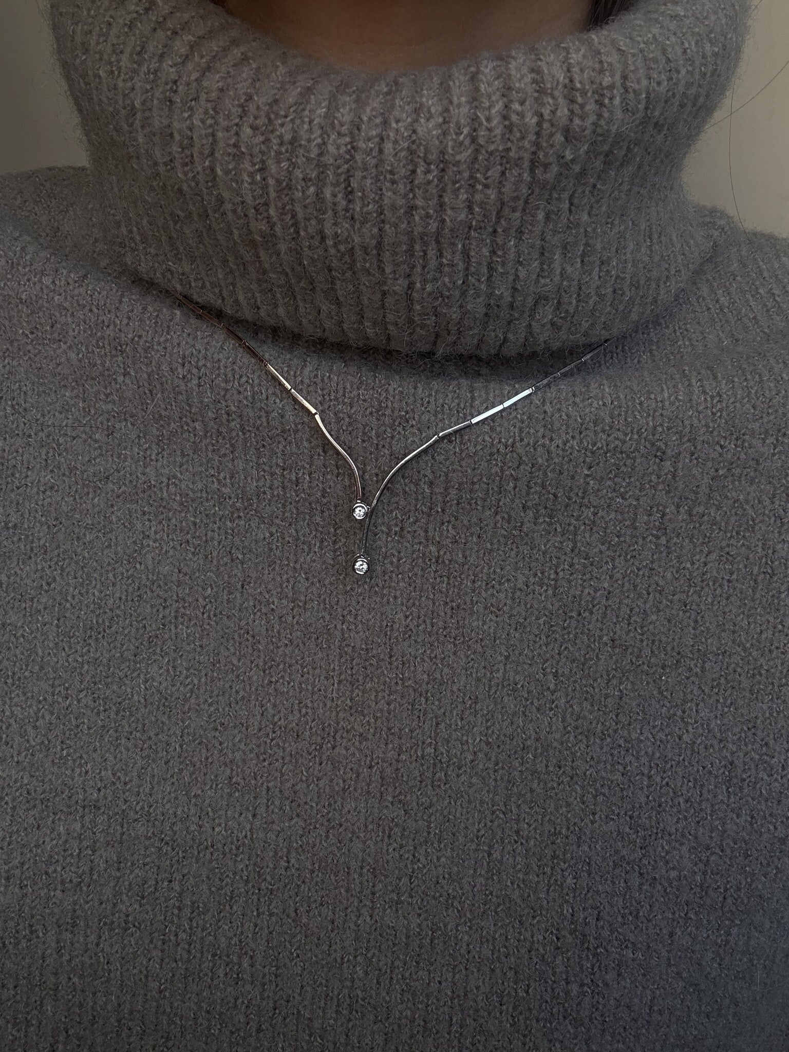 Bicolour choker with diamond 48 cm 14 karat