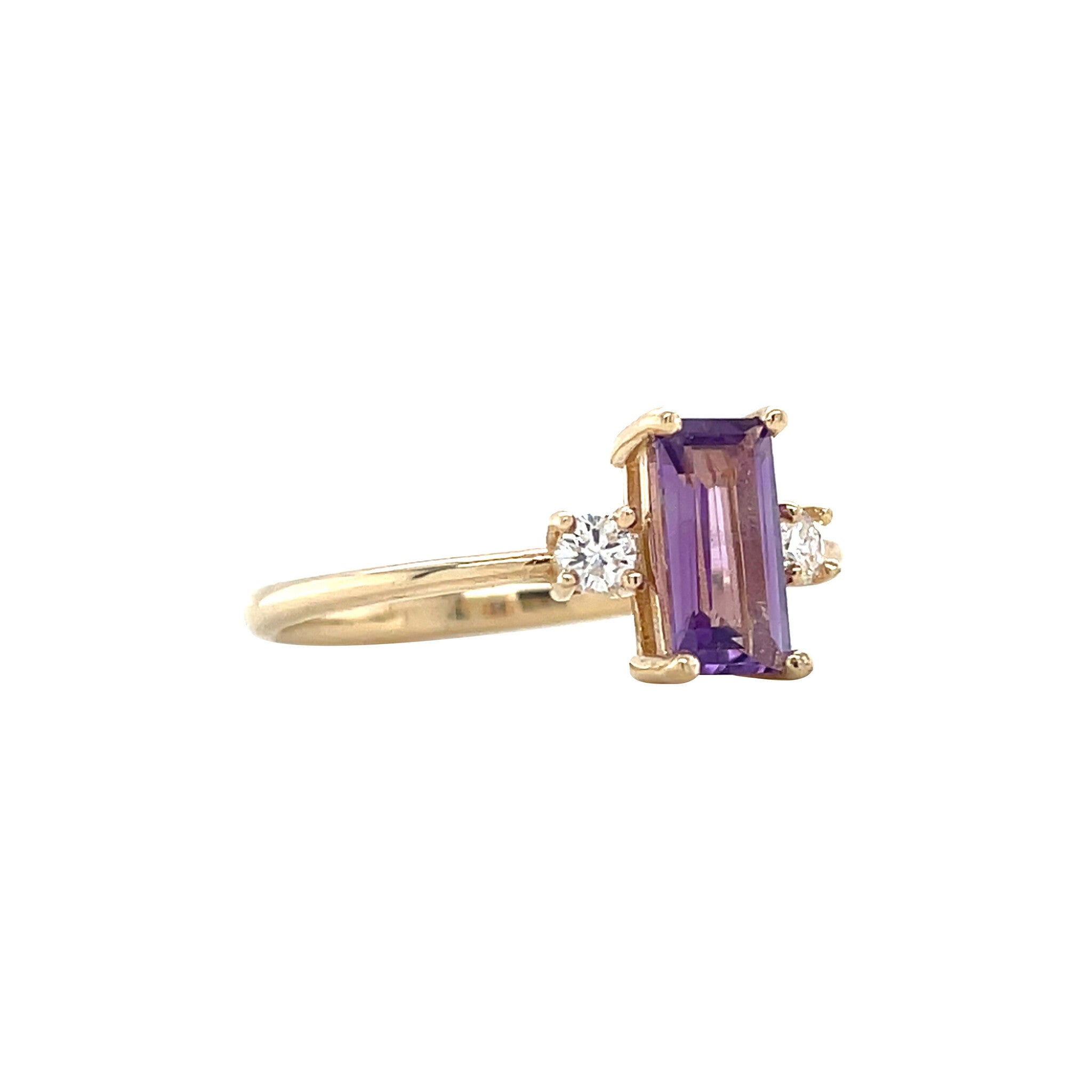 Gold ring with amethyst and diamond 14 karat* new