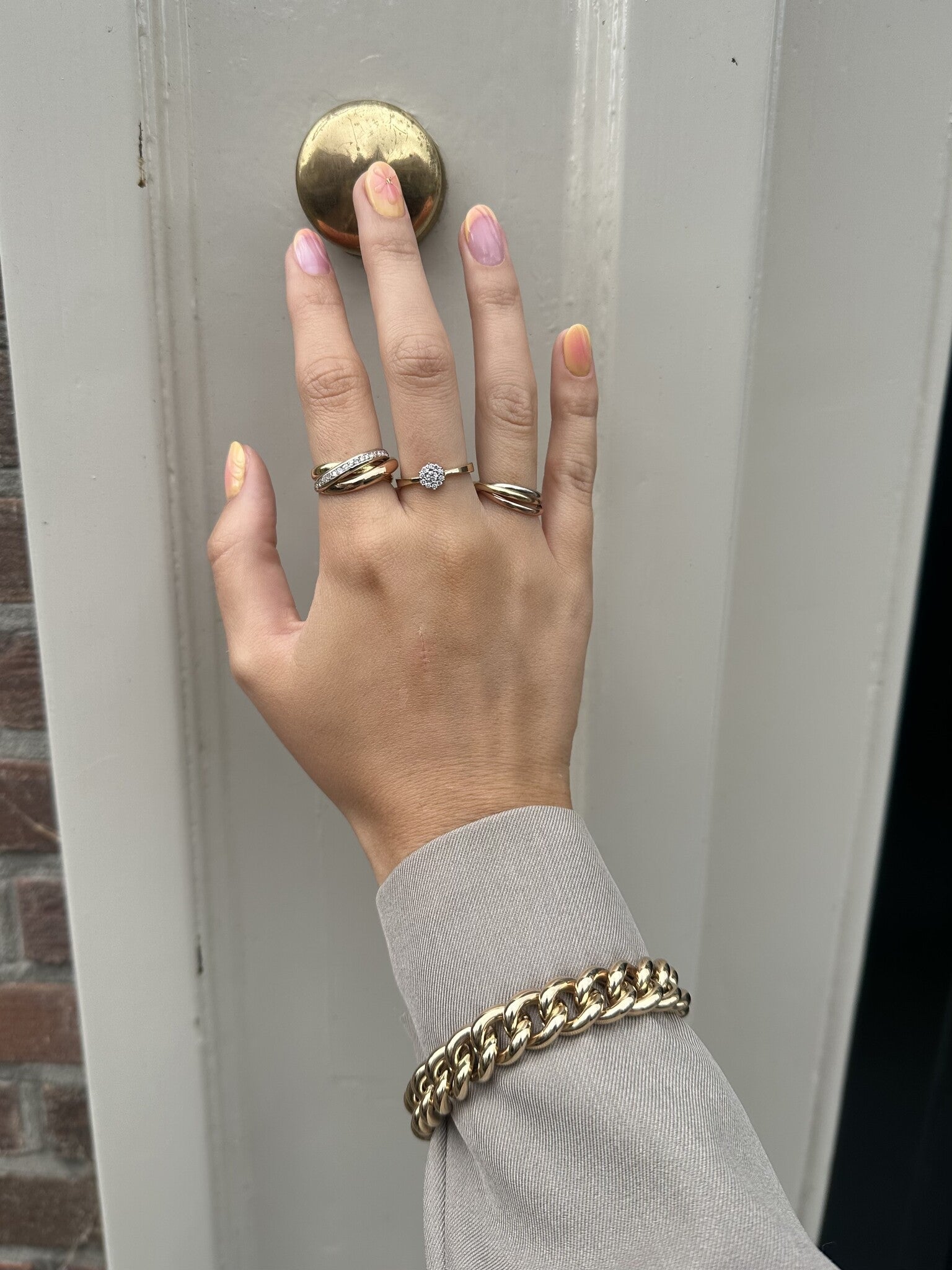 Tricolour gold trinity ring 14 karat