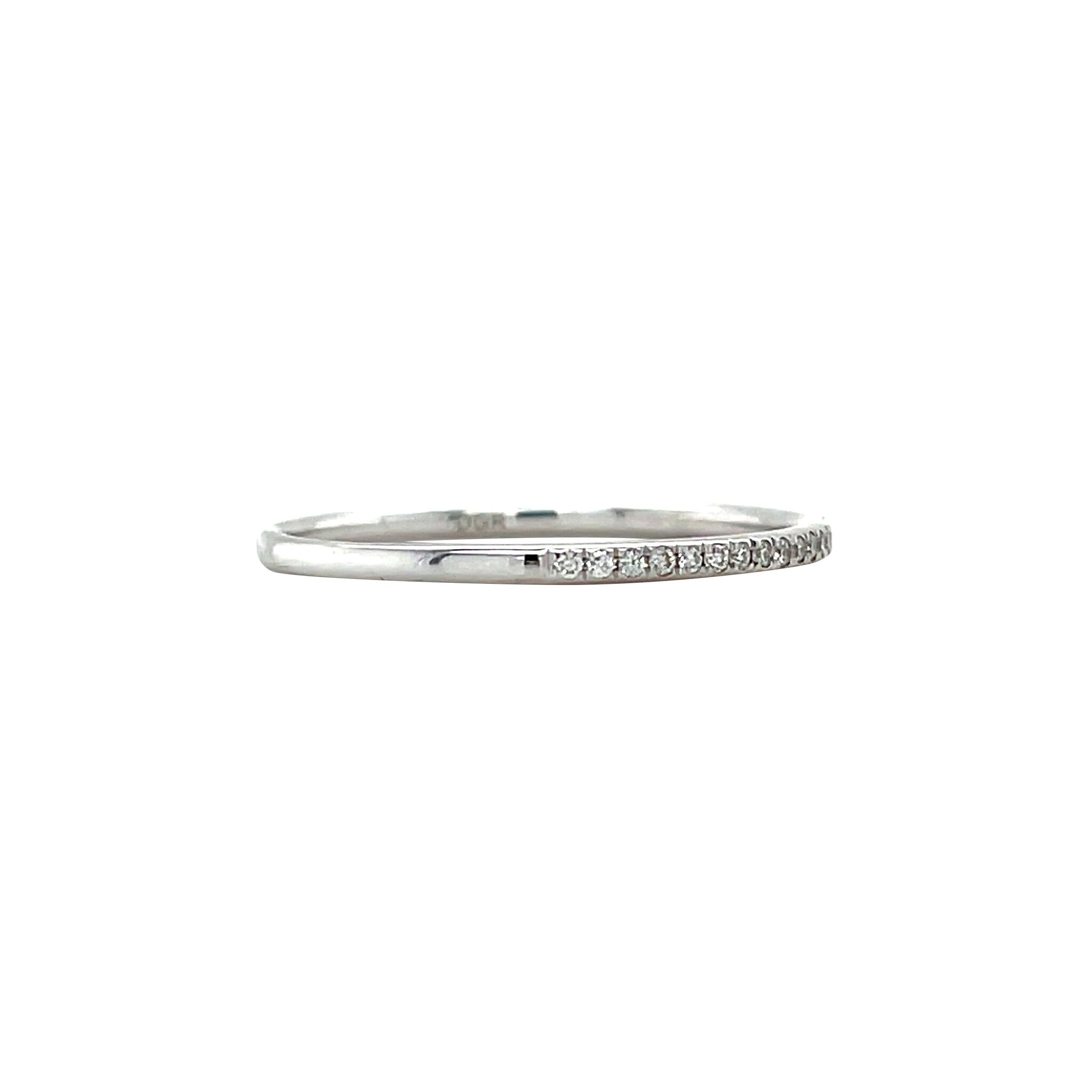 White gold row ring with diamond 14 kt