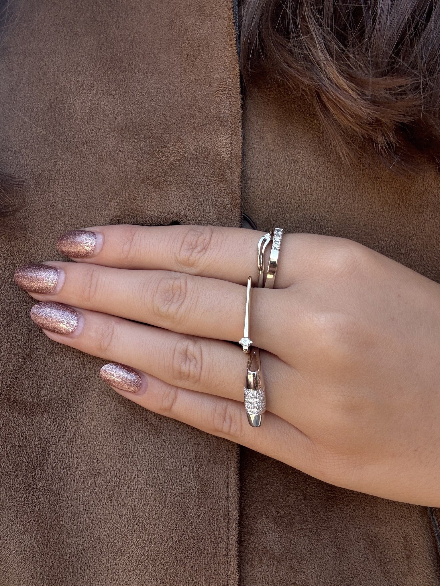 White gold ring with diamond 14 karat