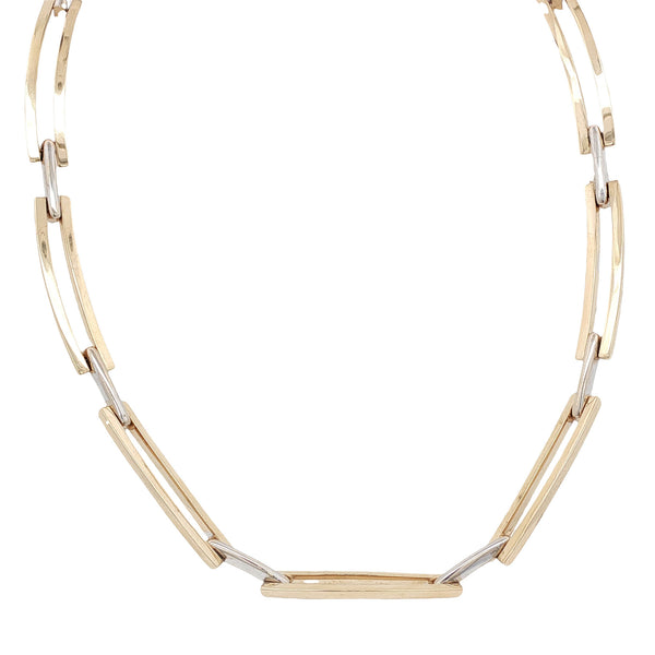 Bicolour gouden choker 45 cm 14 karaat