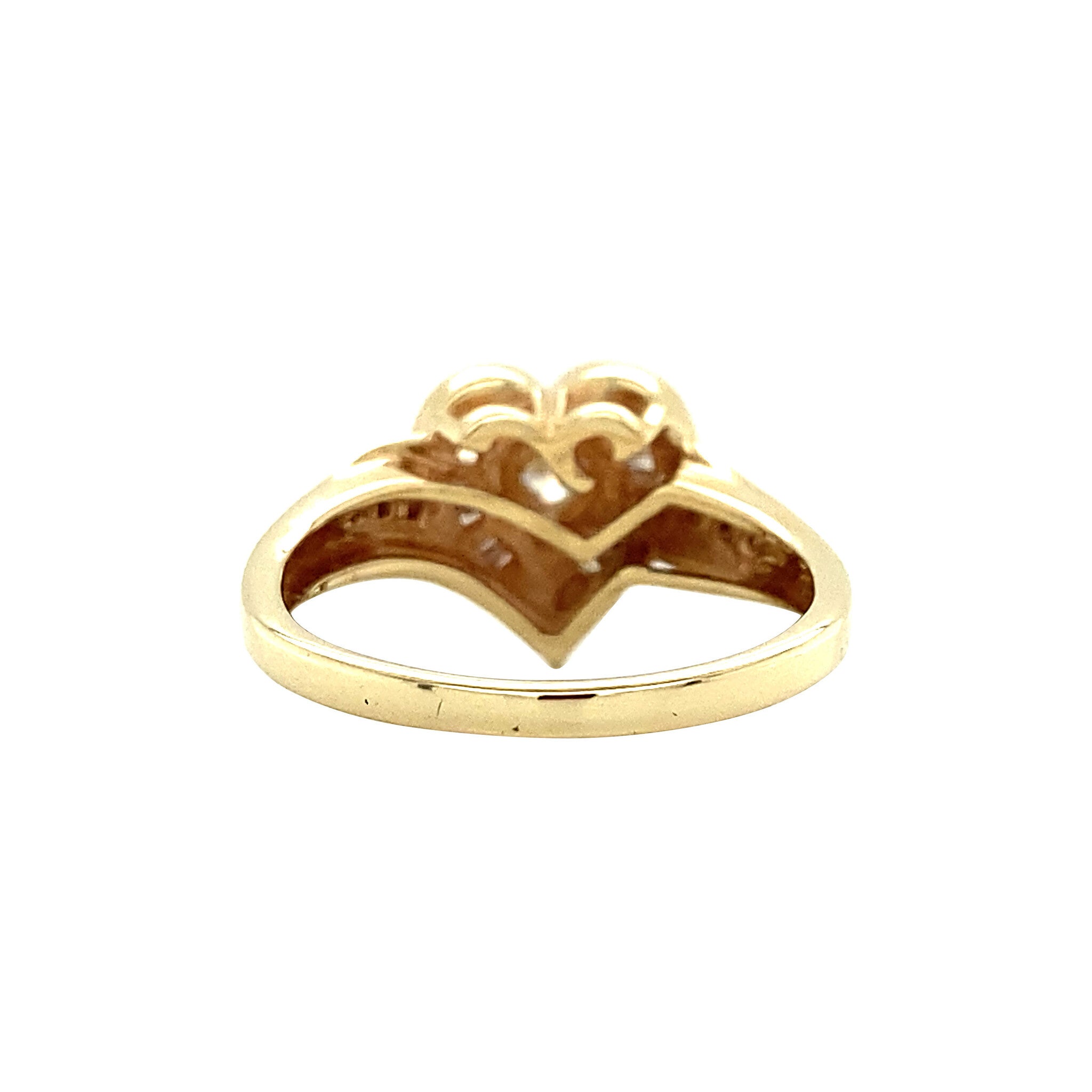 Gold heart ring with diamond 14 kt