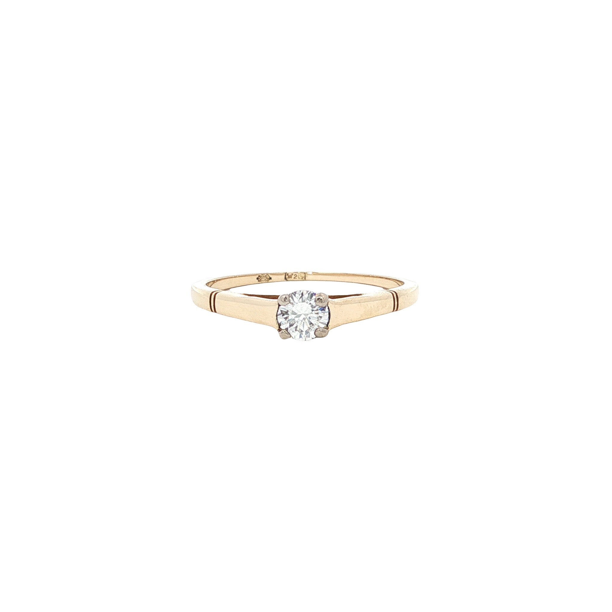 Gold solitaire ring with diamond 14 karat