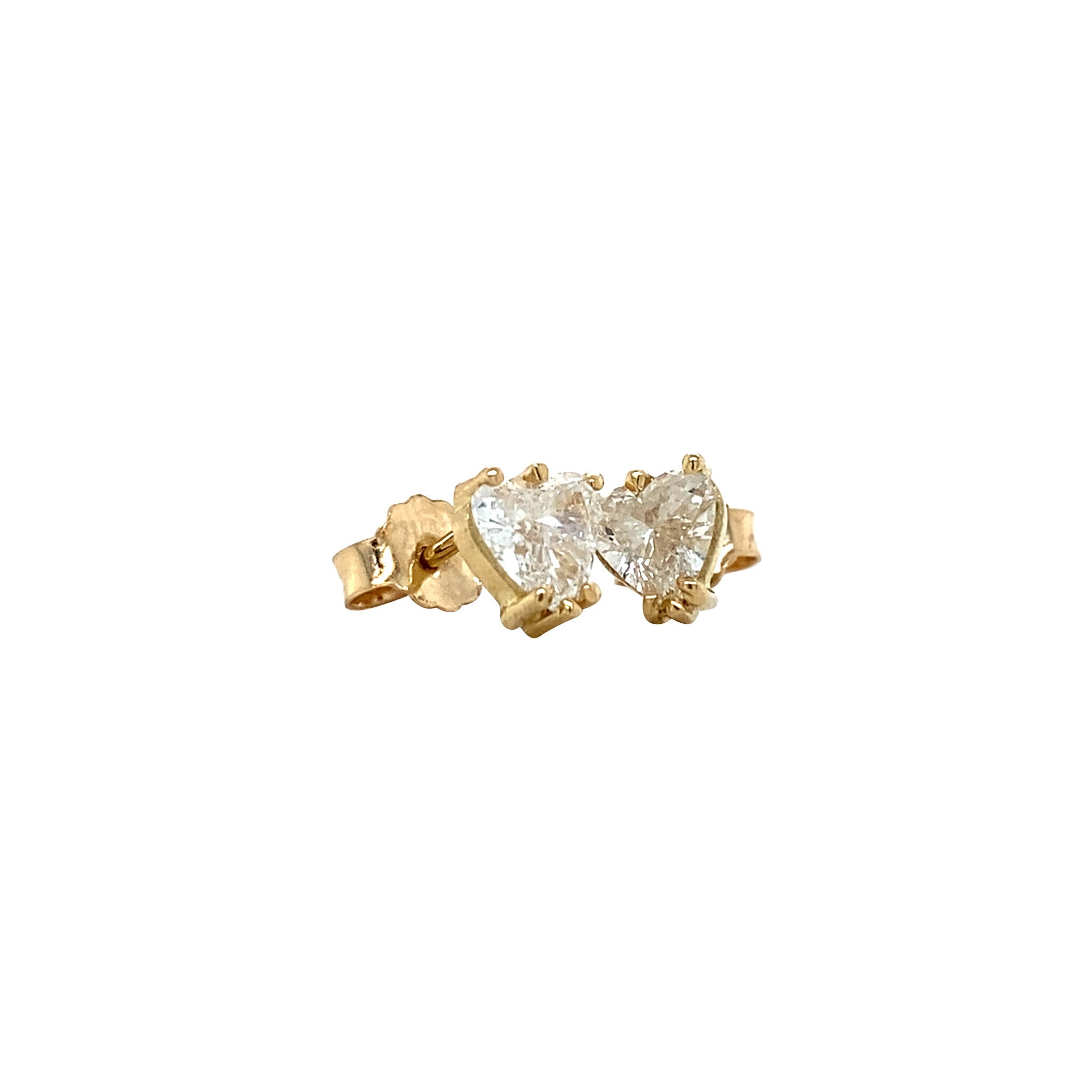 Gold stud earrings with diamond 14 kt