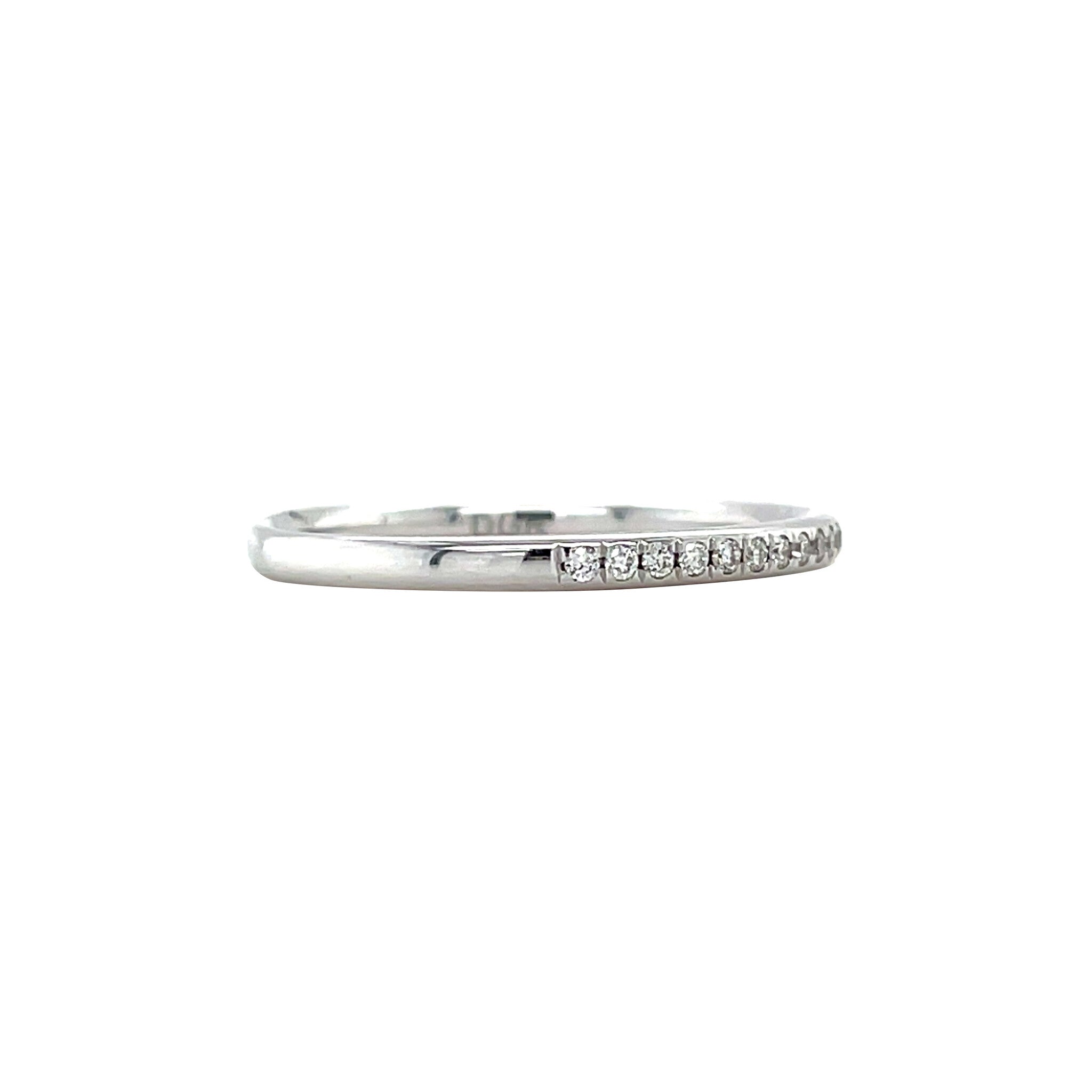 White gold row ring with diamond 14 kt