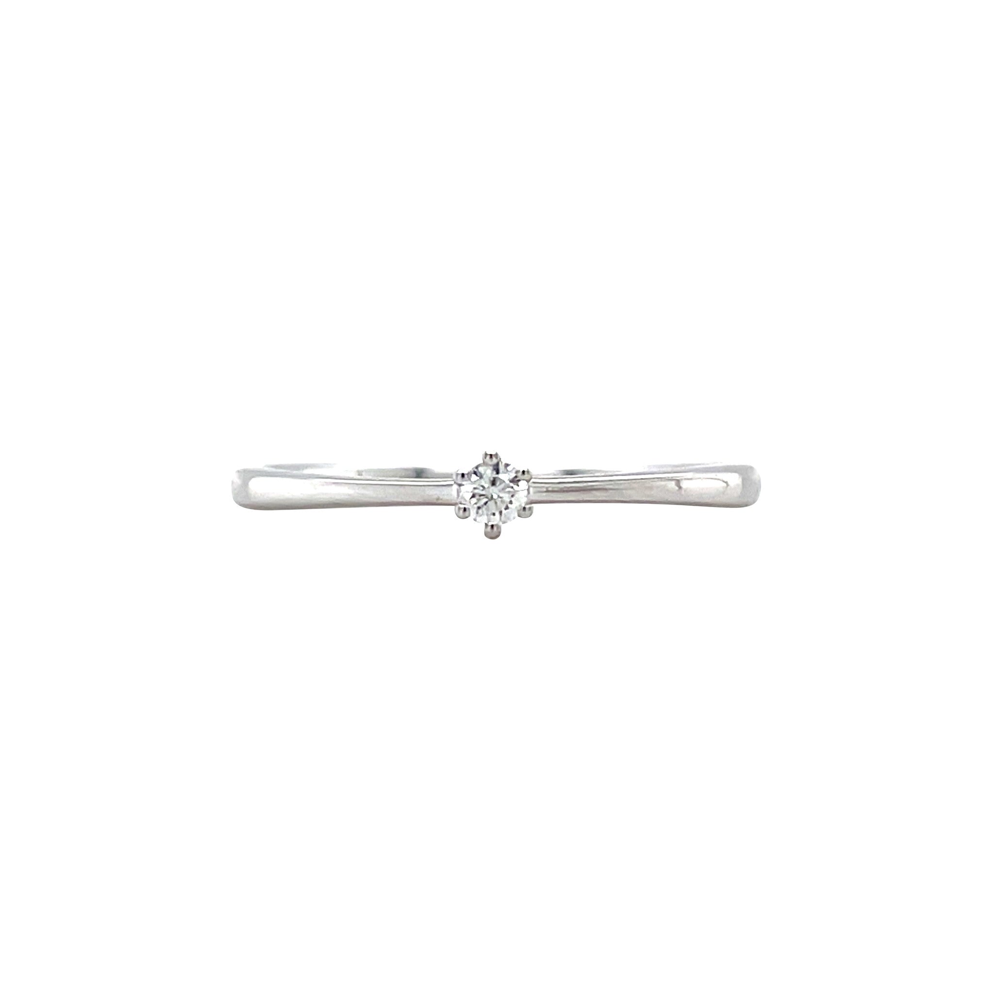 White gold solitaire ring with diamond 14 kt