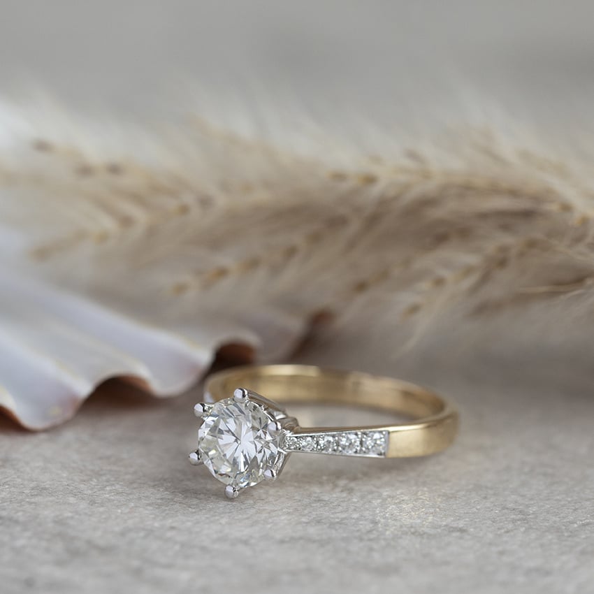 Gold ring with diamond 1.20ct. 14 kt* new