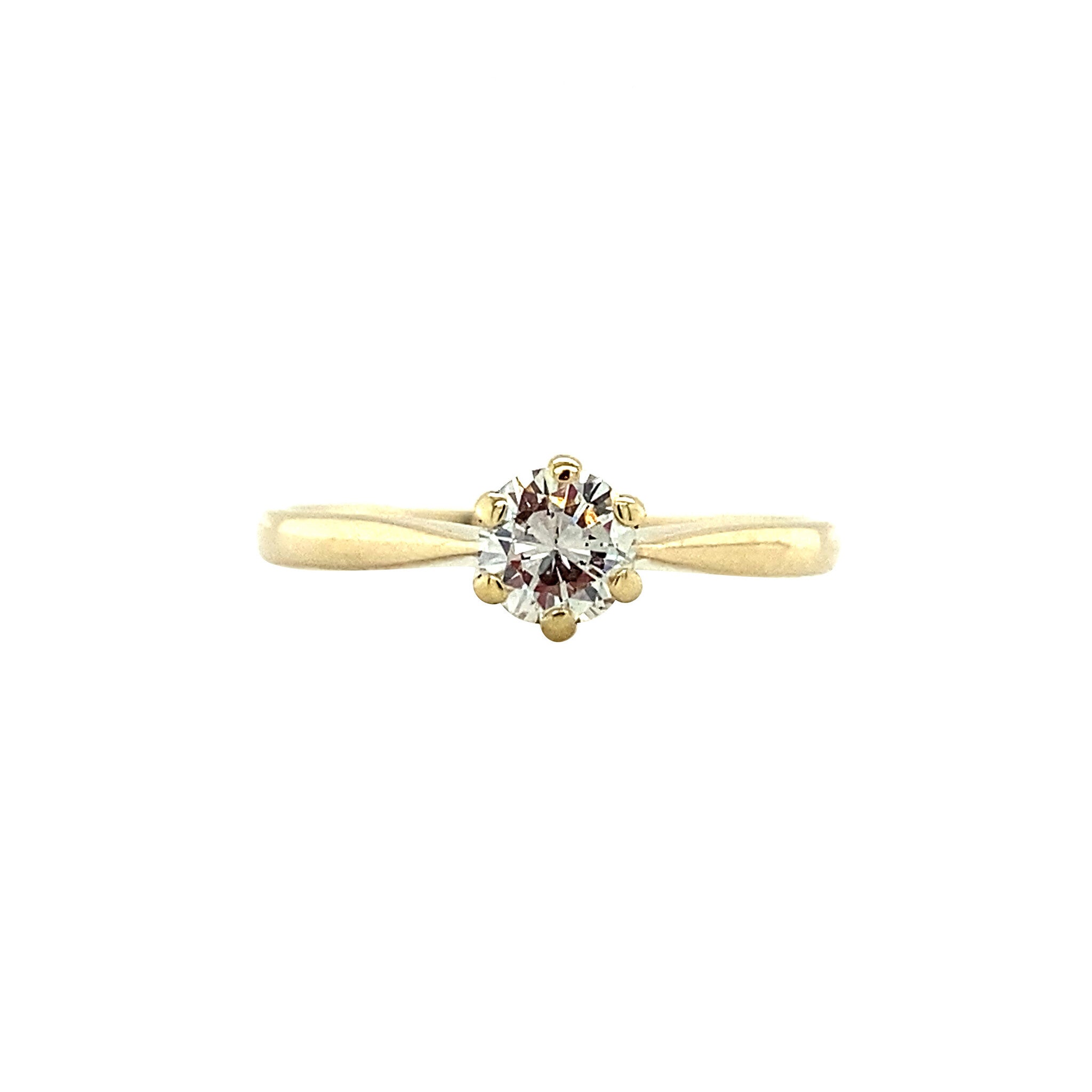 Gold solitaire ring with diamond 14 kt