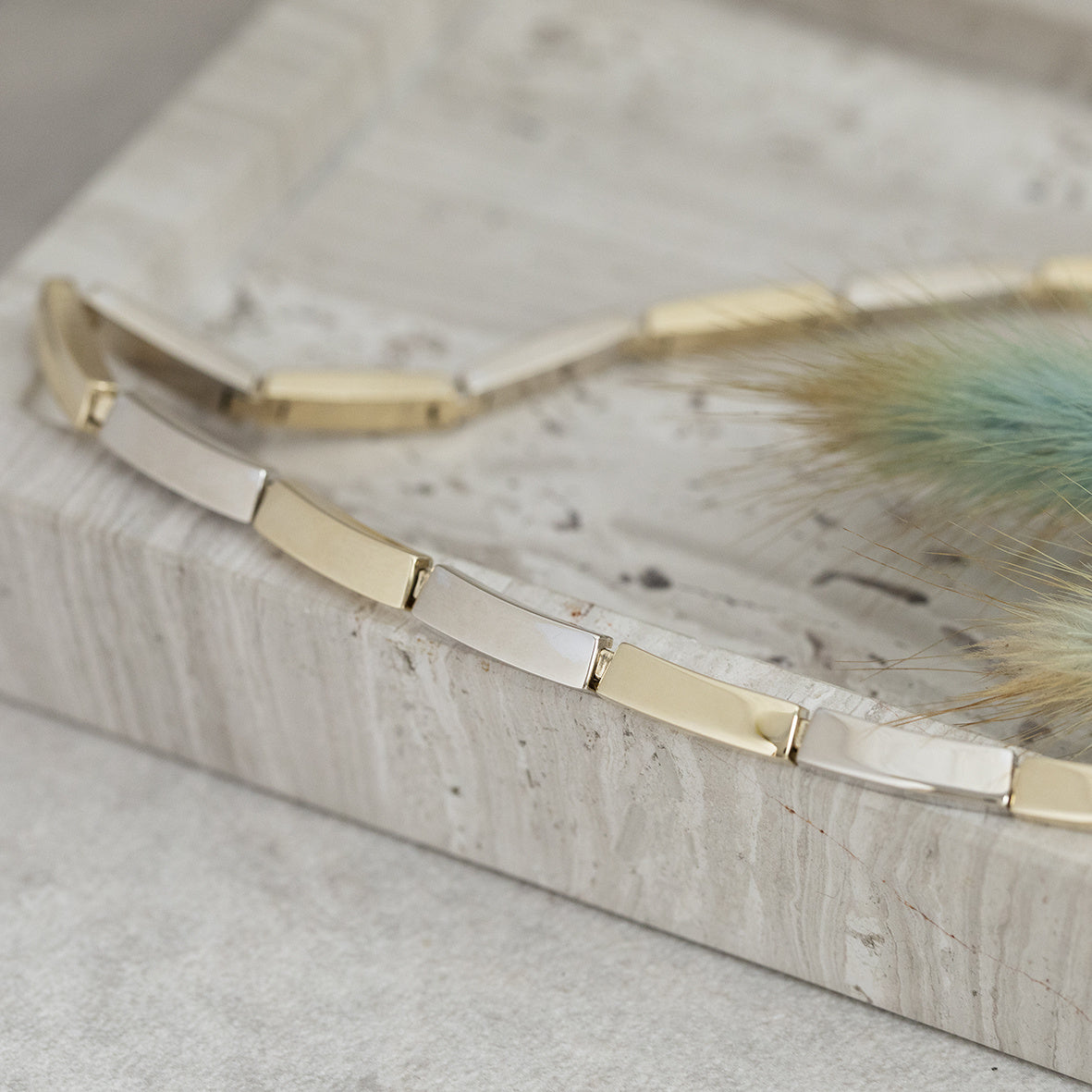 Gold choker bicolour 45 cm 14 karat