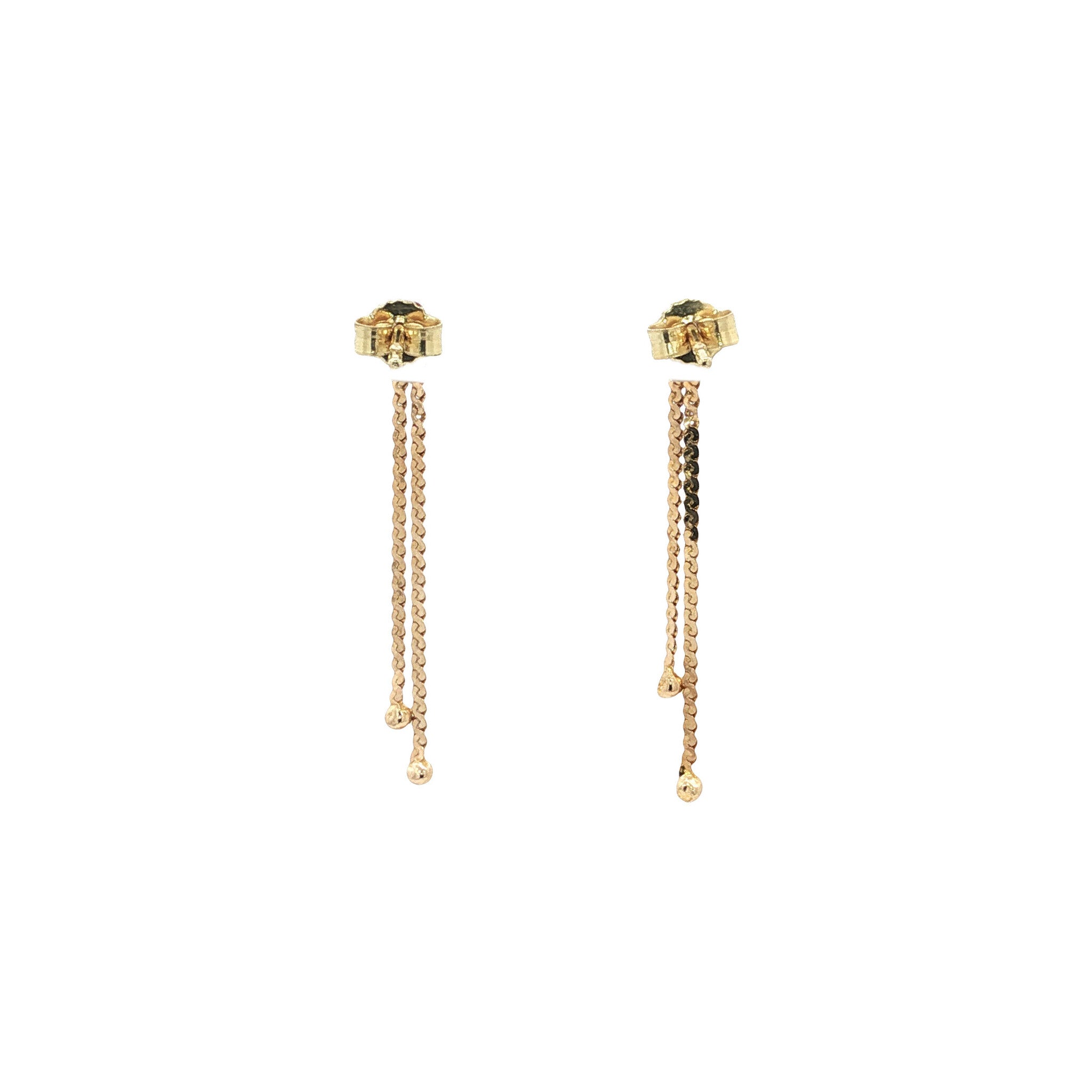 Gold stud earrings with pendant 14 karat